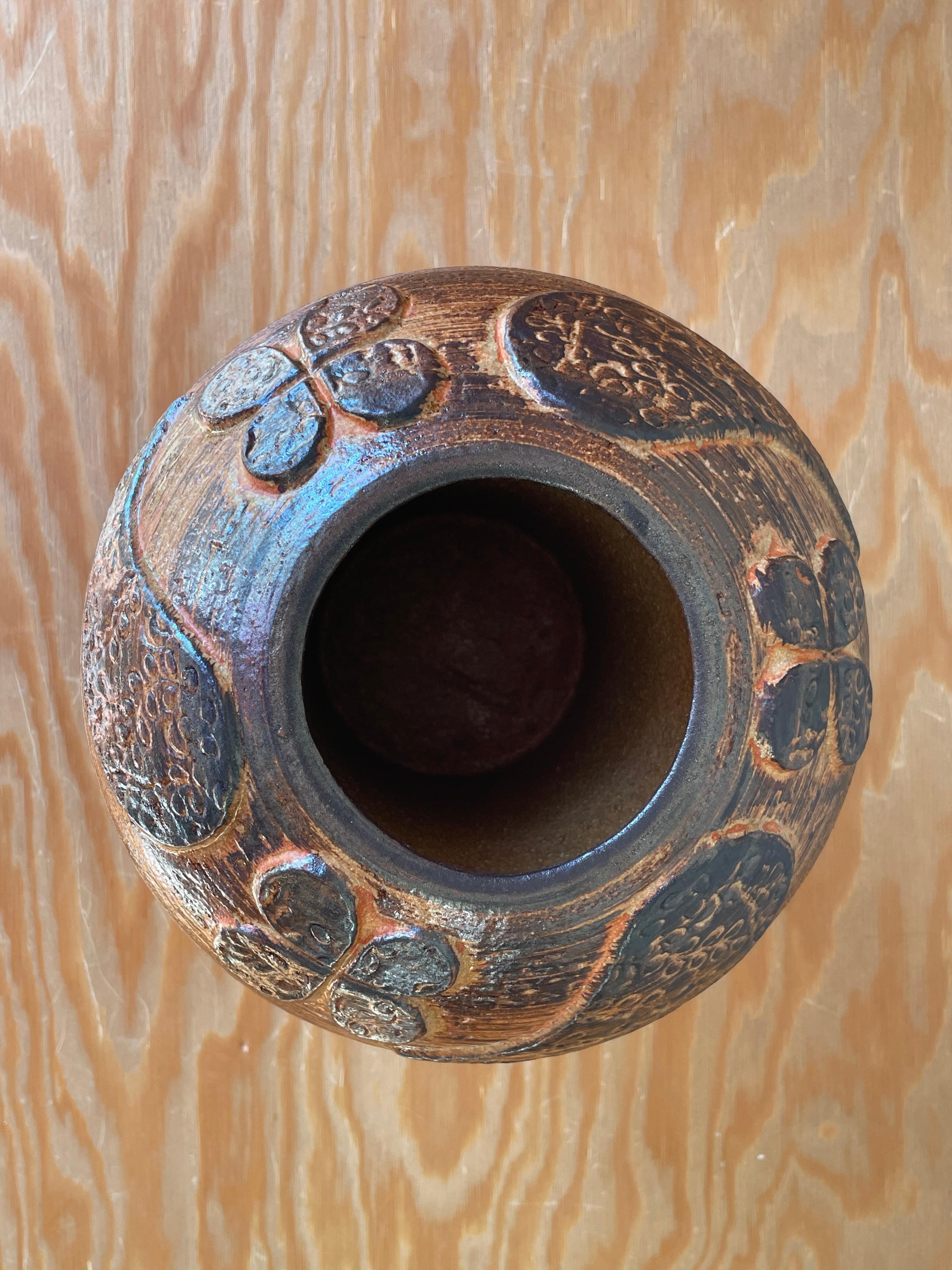 Haico Nitzsche Rustic Danish Modern Stoneware Vase, 1970s For Sale 1