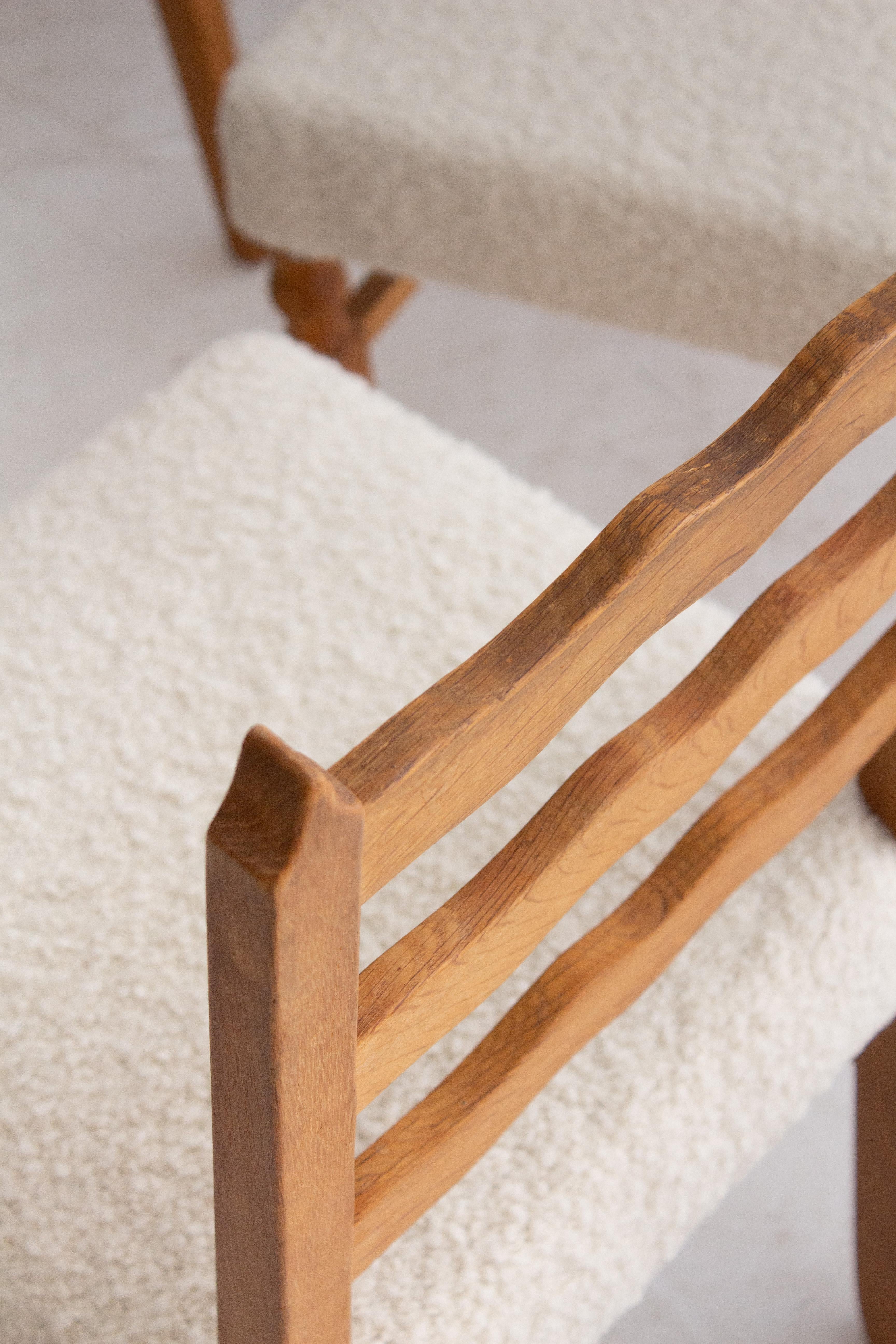 Rustikale, moderne dänische Eichenstühle aus Bouclé, 6-teilig 3