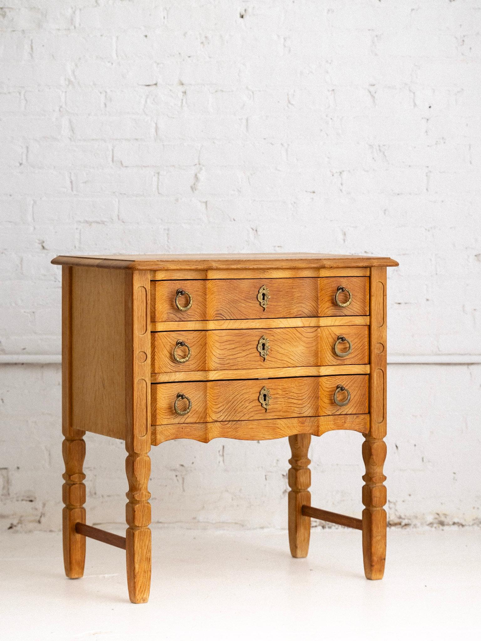 Rustic Danish Modern Oak Nightstand In Good Condition In Brooklyn, NY