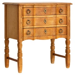 Rustic Danish Modern Oak Nightstand