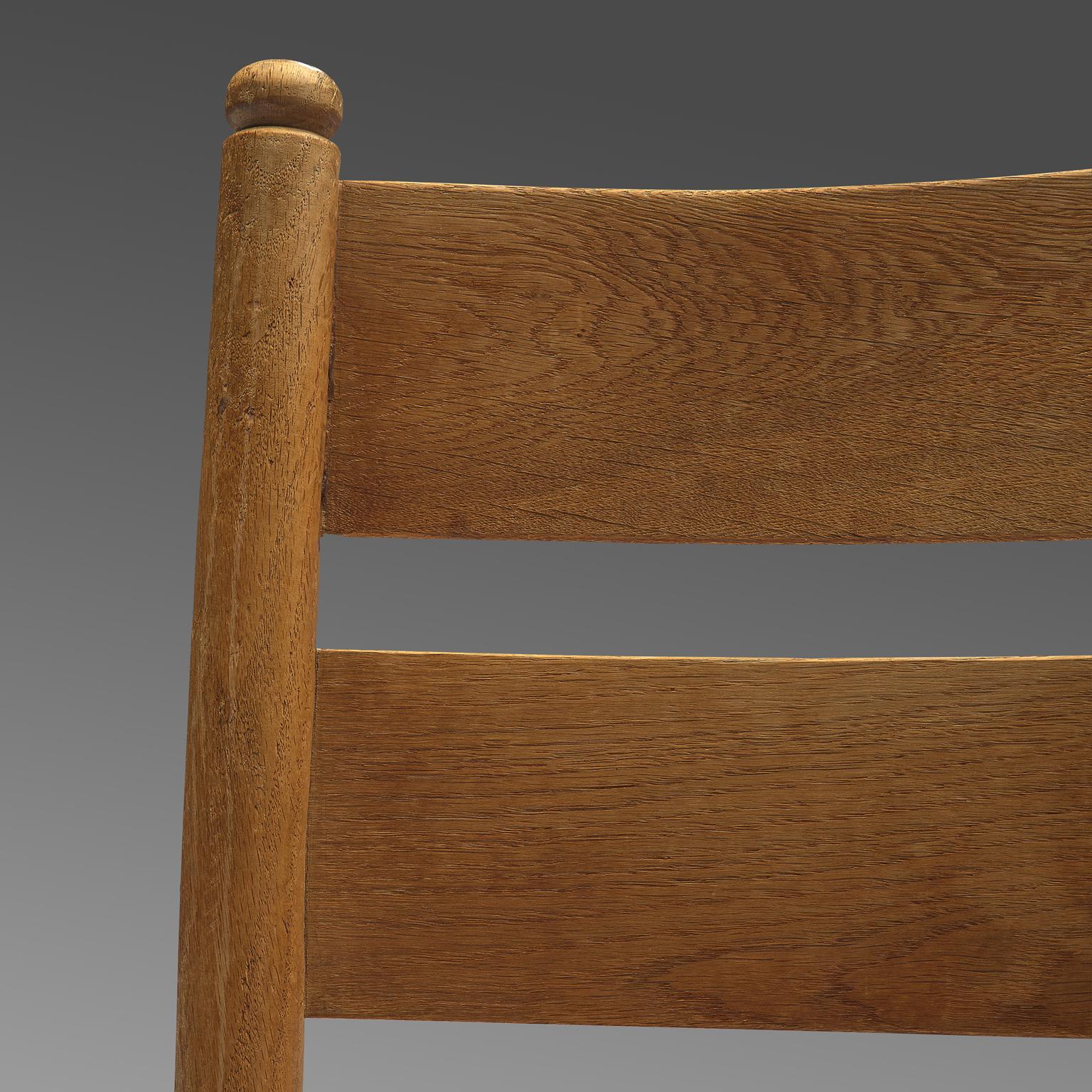 Danois Paire de chaises danoises rustiques en paille et chêne en vente