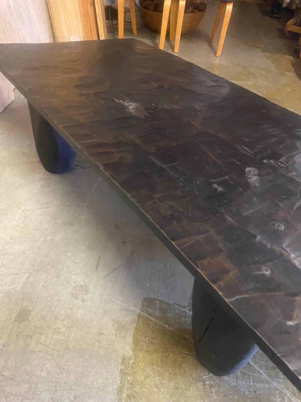 Organic Modern Rustic Dark Coffee Table With Conical Legs