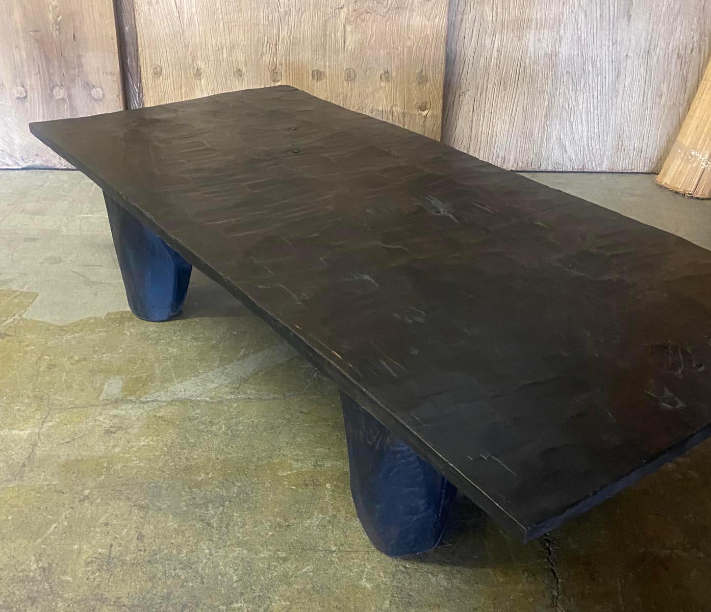 Guatemalan Rustic Dark Coffee Table With Conical Legs