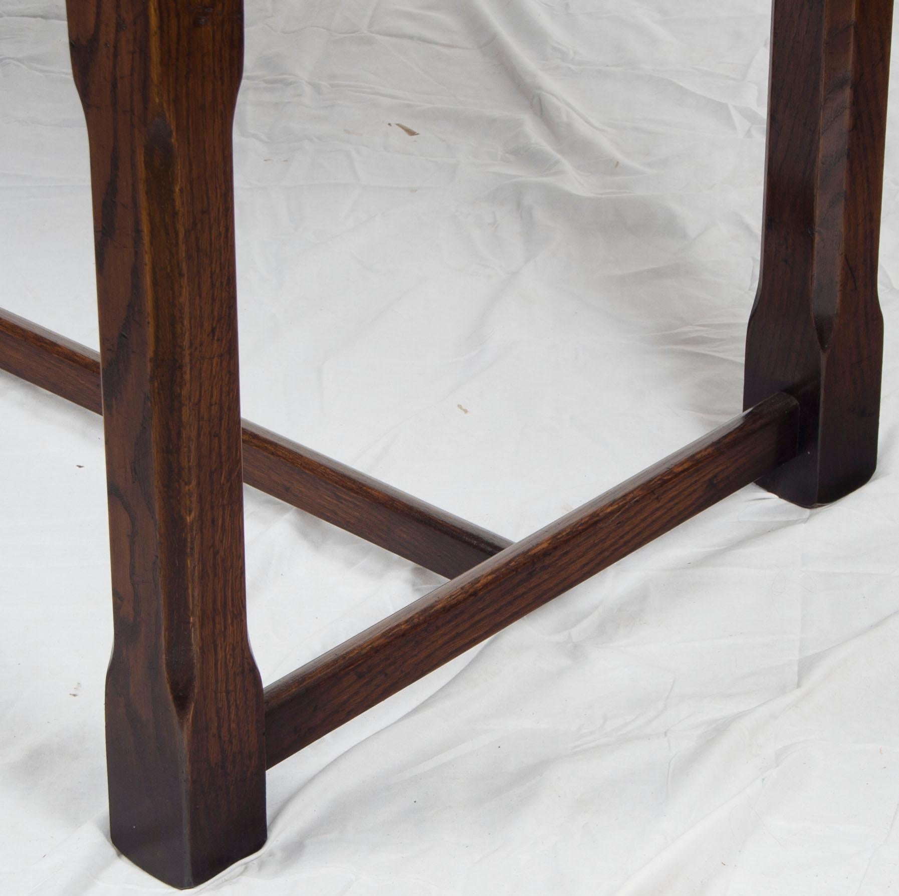 Rustic Dark Oak Three-Drawer Writing Table Desk on Legs 3