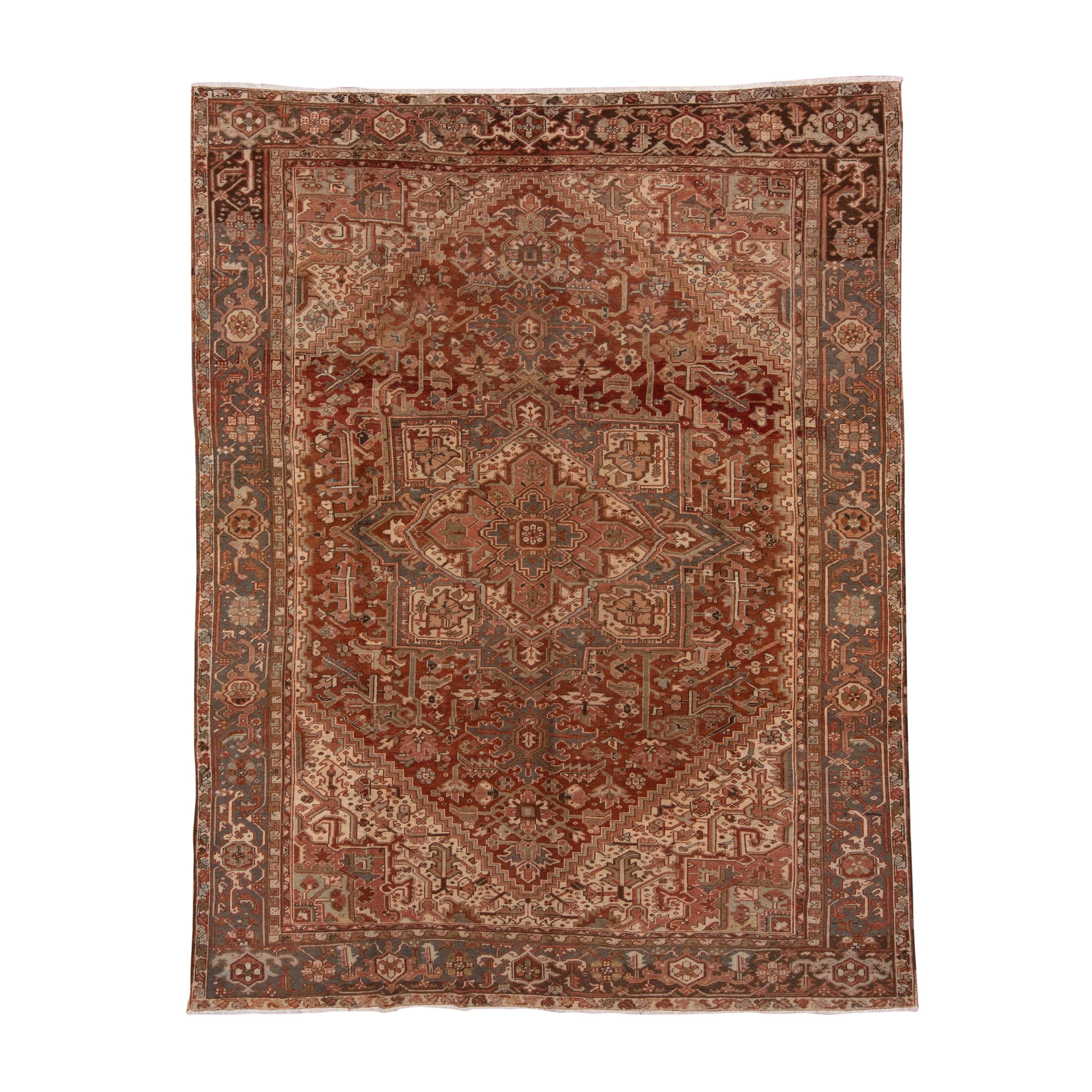 Rustic Dark Red Persian Heriz Carpet For Sale