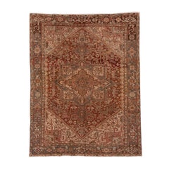 Antique Rustic Dark Red Persian Heriz Carpet