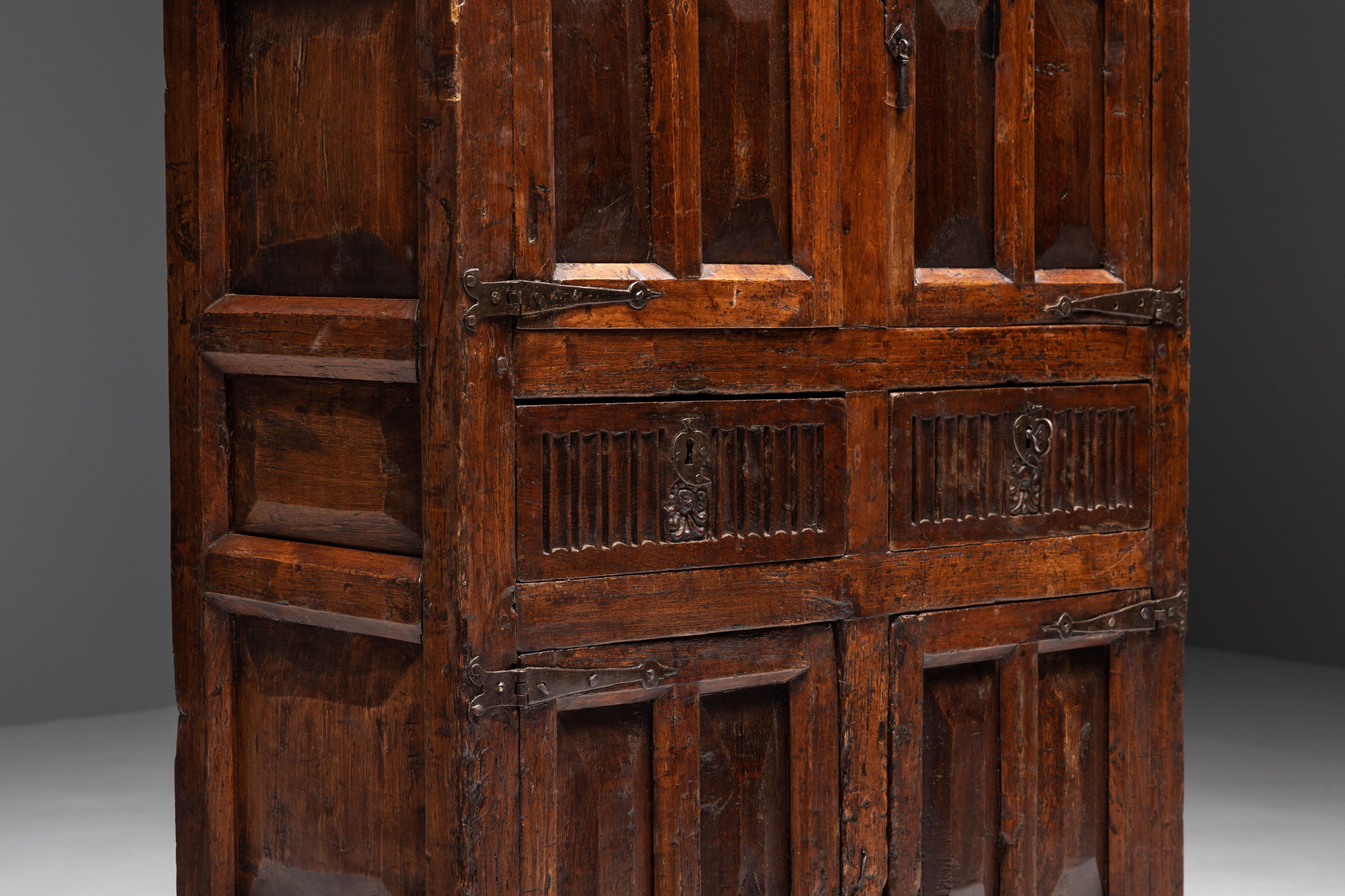 Rustic Dark Wood Pantry Cabinet, Spain, 1800s For Sale 6