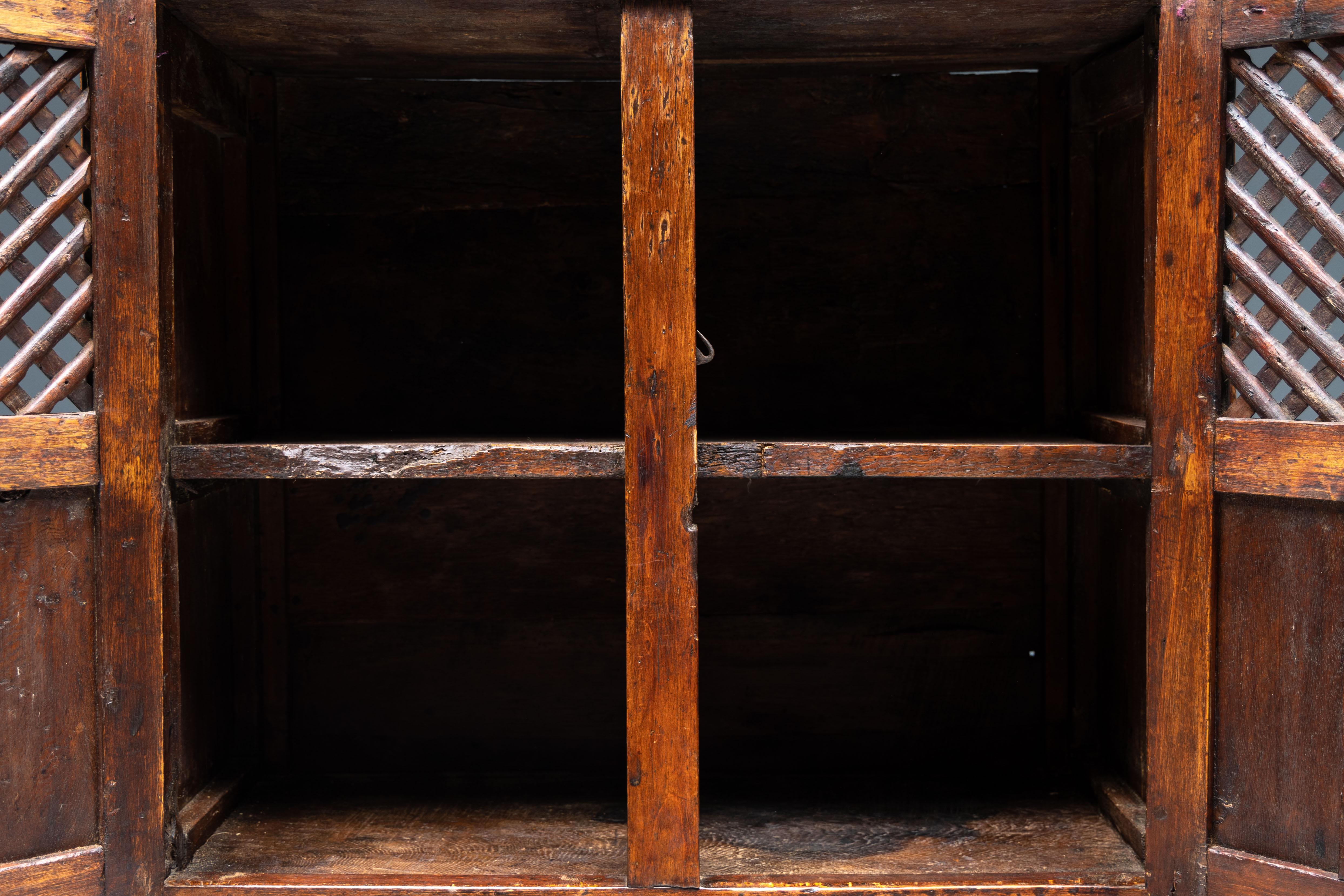 Rustic Dark Wood Pantry Cabinet, Spain, 1800s For Sale 8