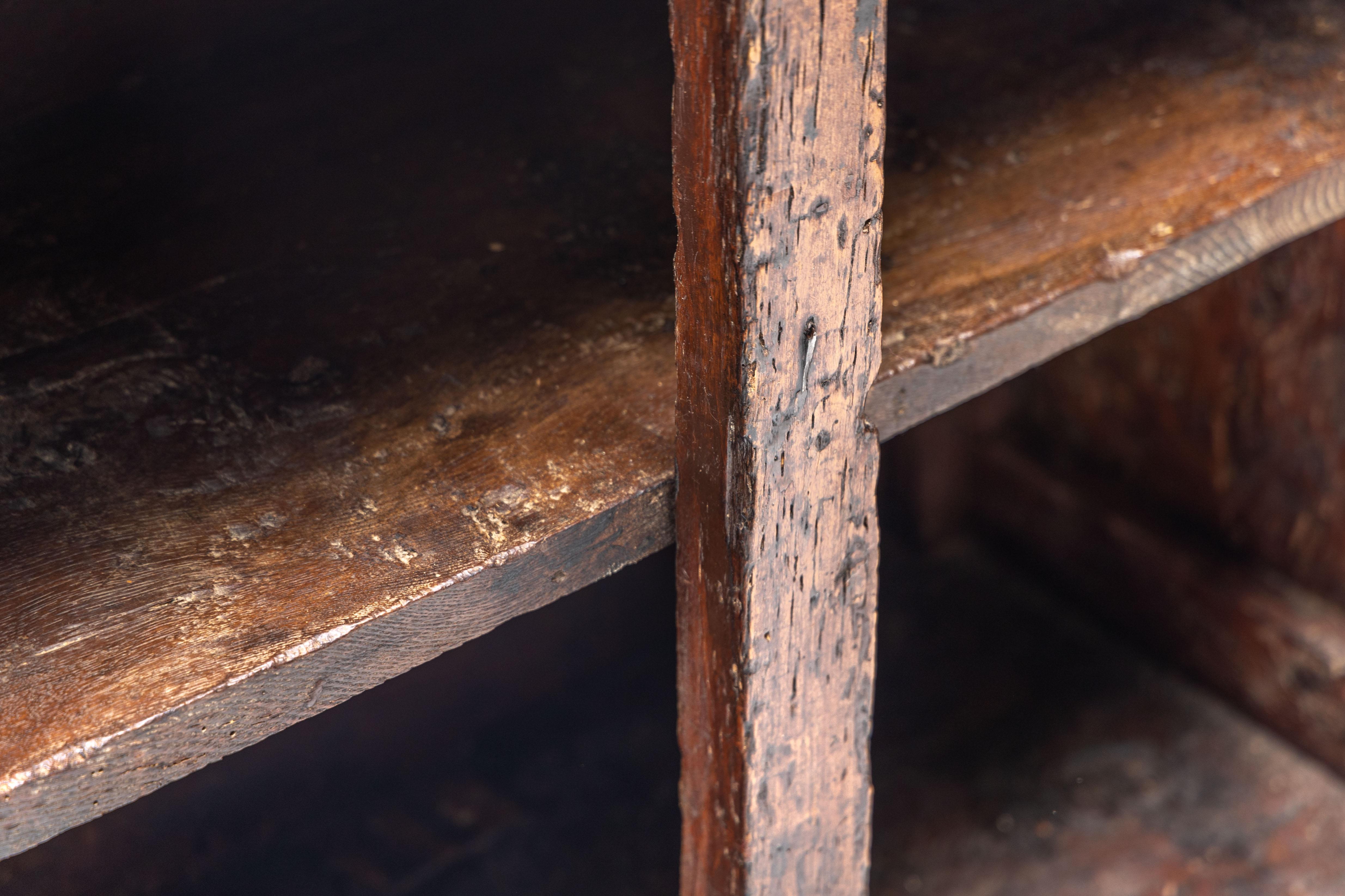Rustic Dark Wood Pantry Cabinet, Spain, 1800s 6