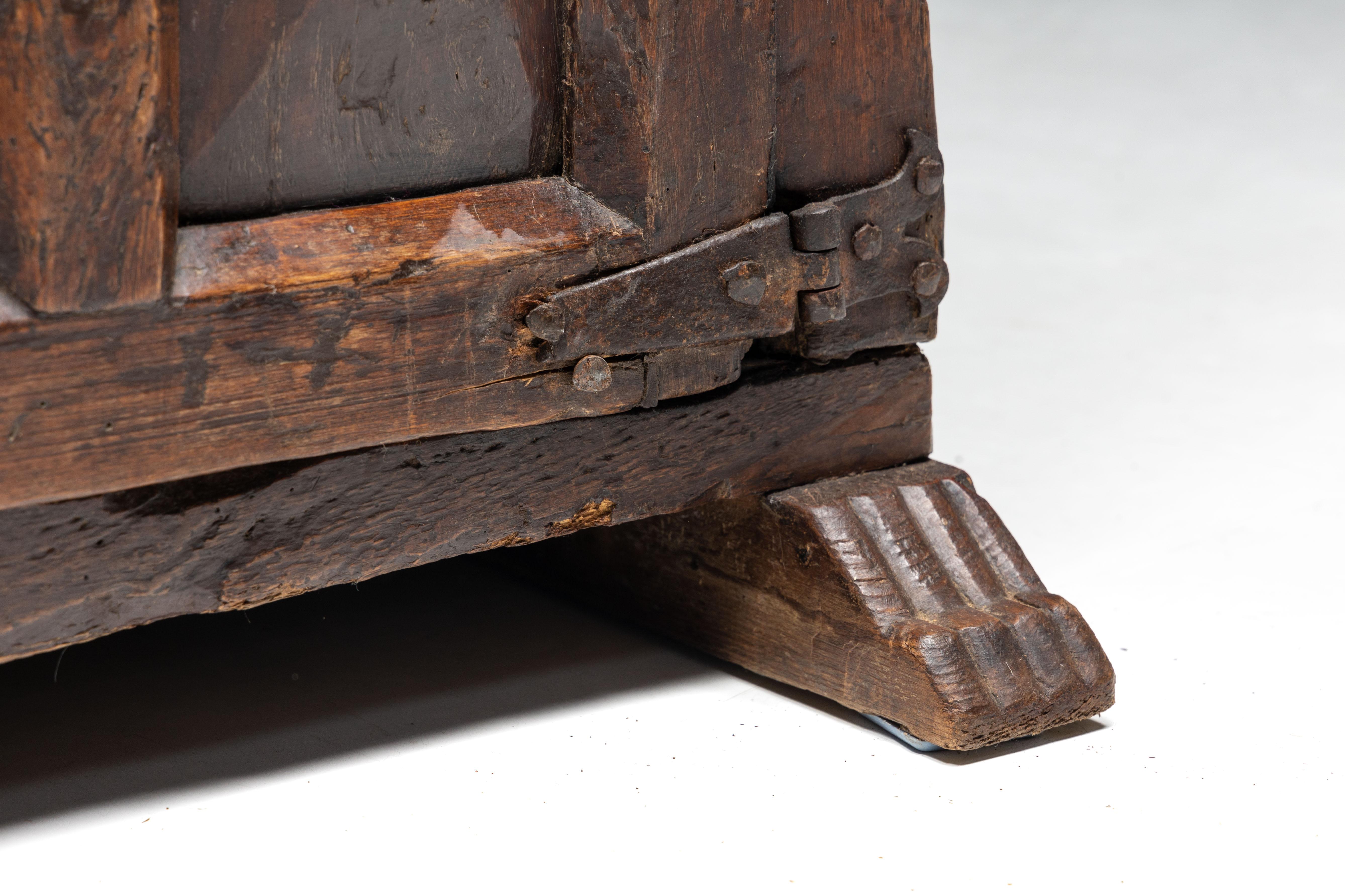Rustic Dark Wood Pantry Cabinet, Spain, 1800s 7