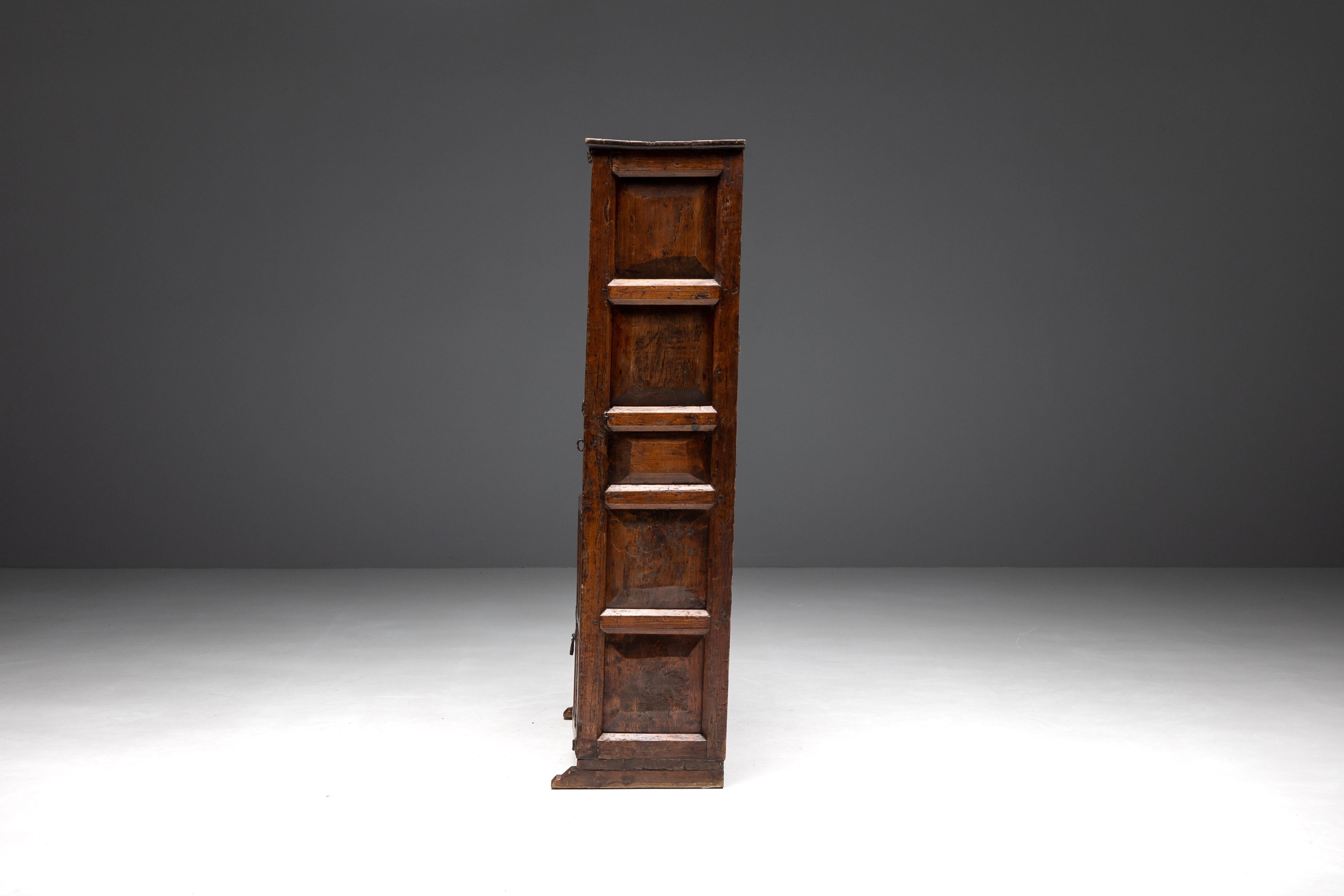Rustic Dark Wood Pantry Cabinet, Spain, 1800s For Sale 1