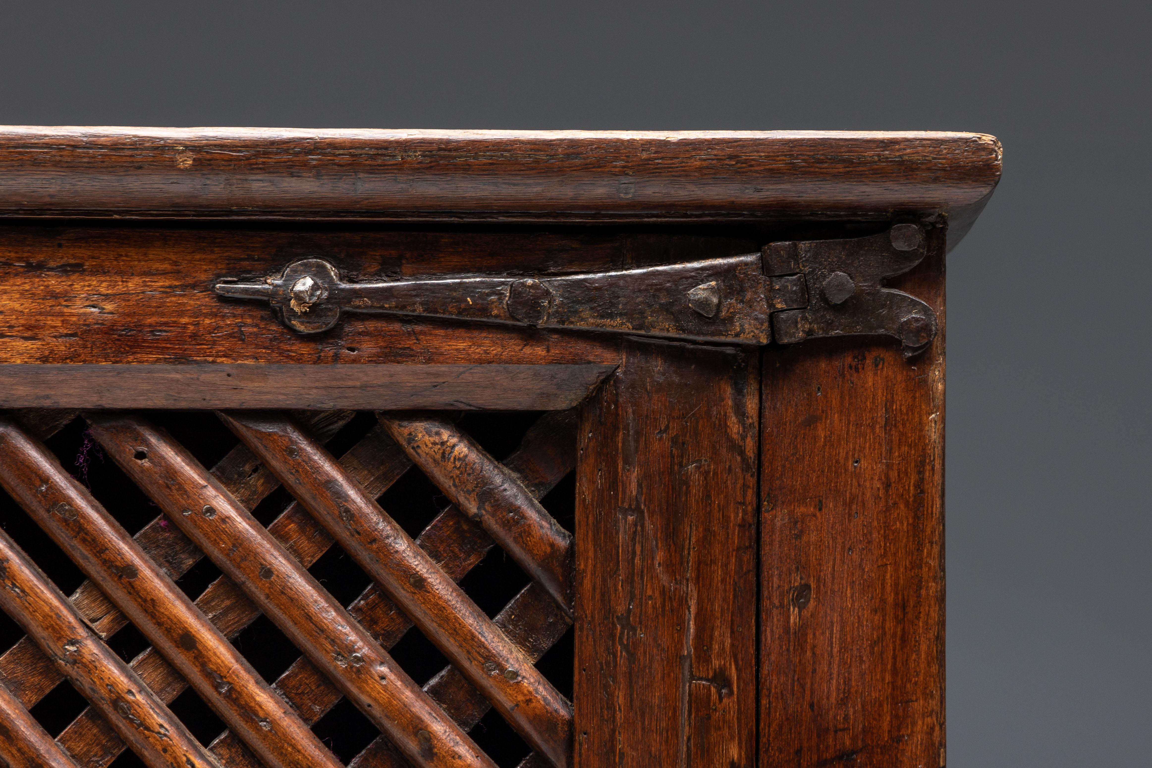 Rustic Dark Wood Pantry Cabinet, Spain, 1800s For Sale 2