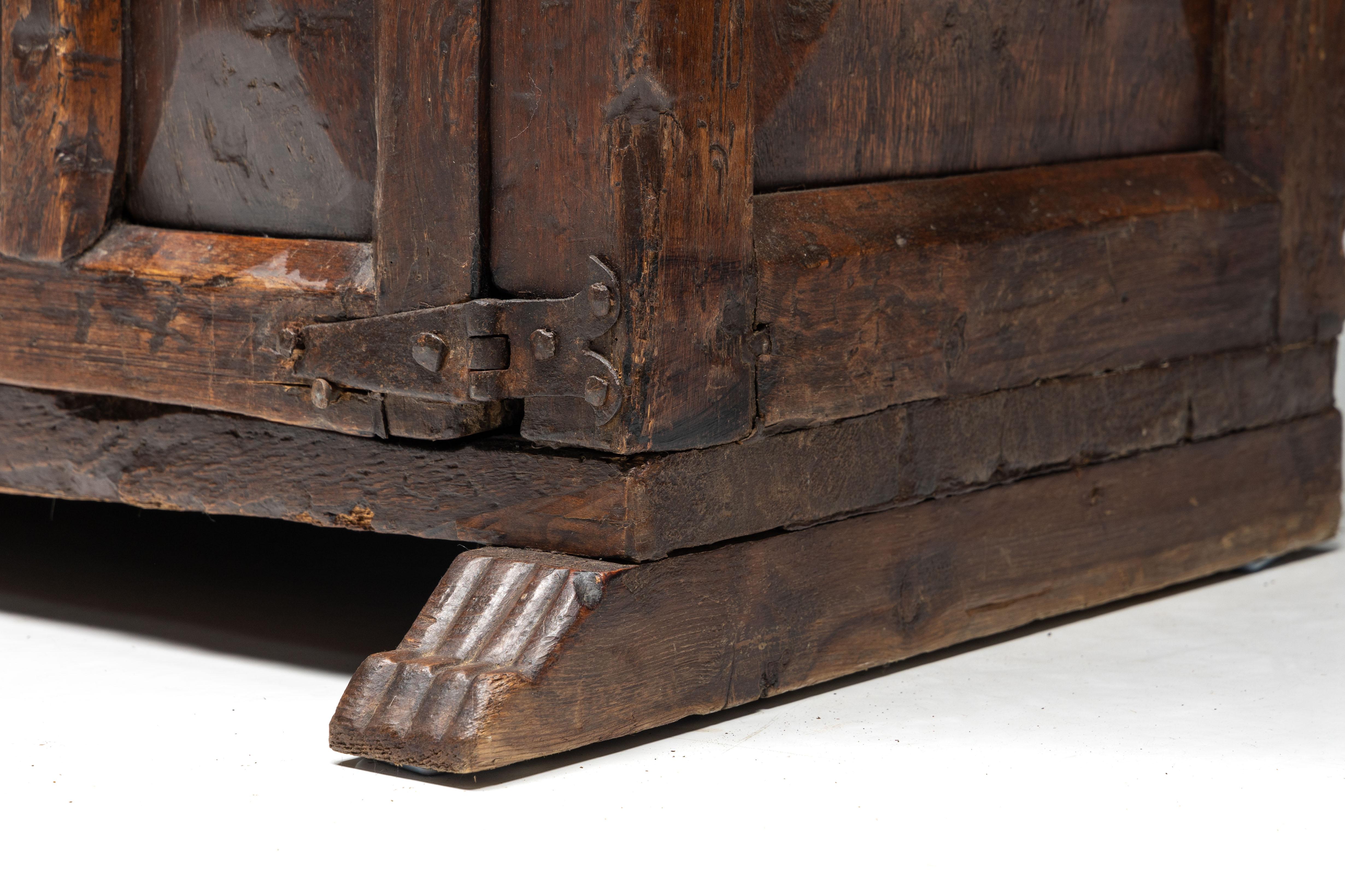 Rustic Dark Wood Pantry Cabinet, Spain, 1800s For Sale 3