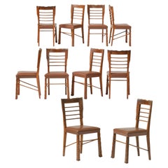 Vittorio Valabrega Rustic Scalloped Edge Dining Chairs, Set of 10, Italy, 1940's