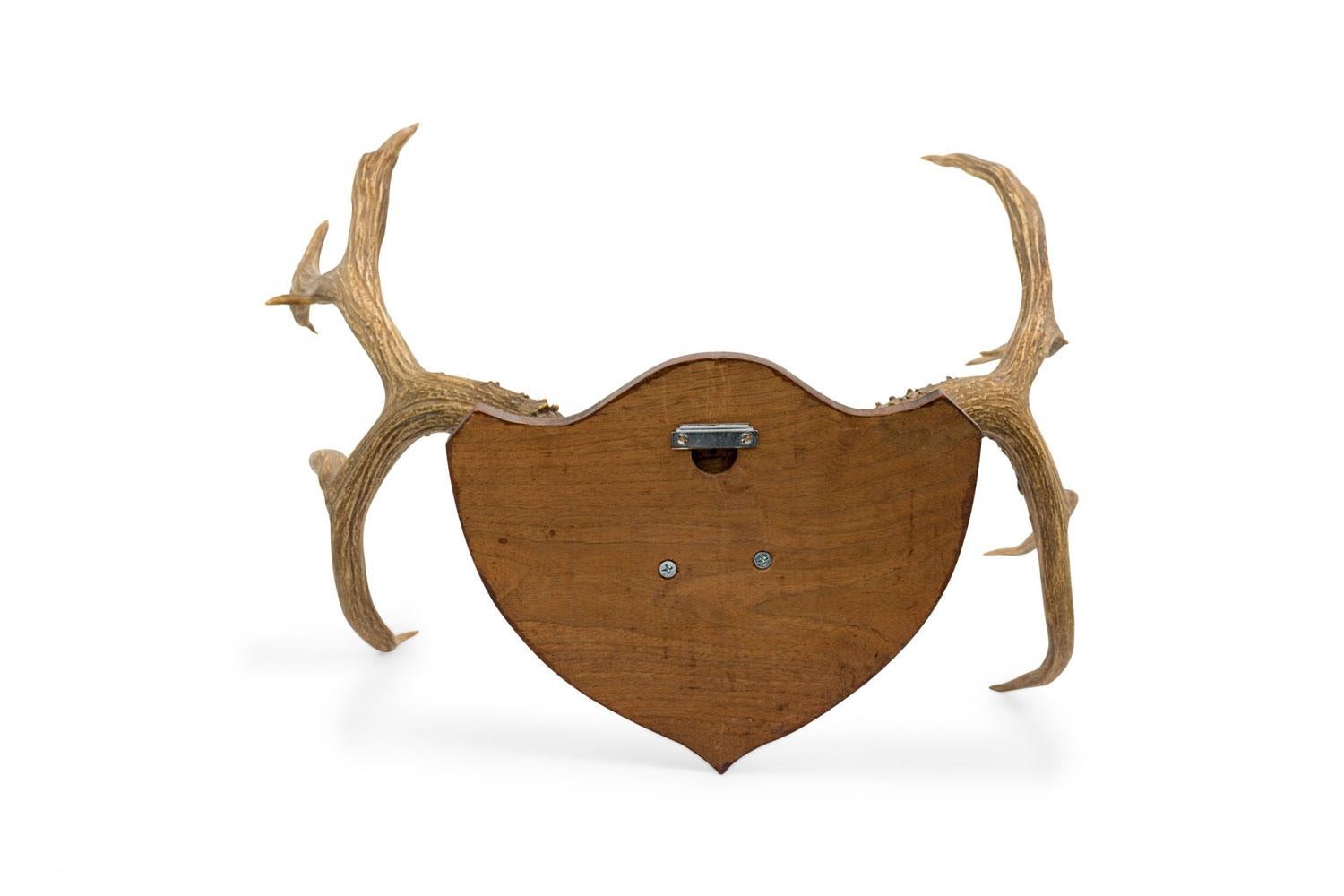 Rustic Decorative Deer Antler and Red Suede Wall Plaque (19. Jahrhundert) im Angebot