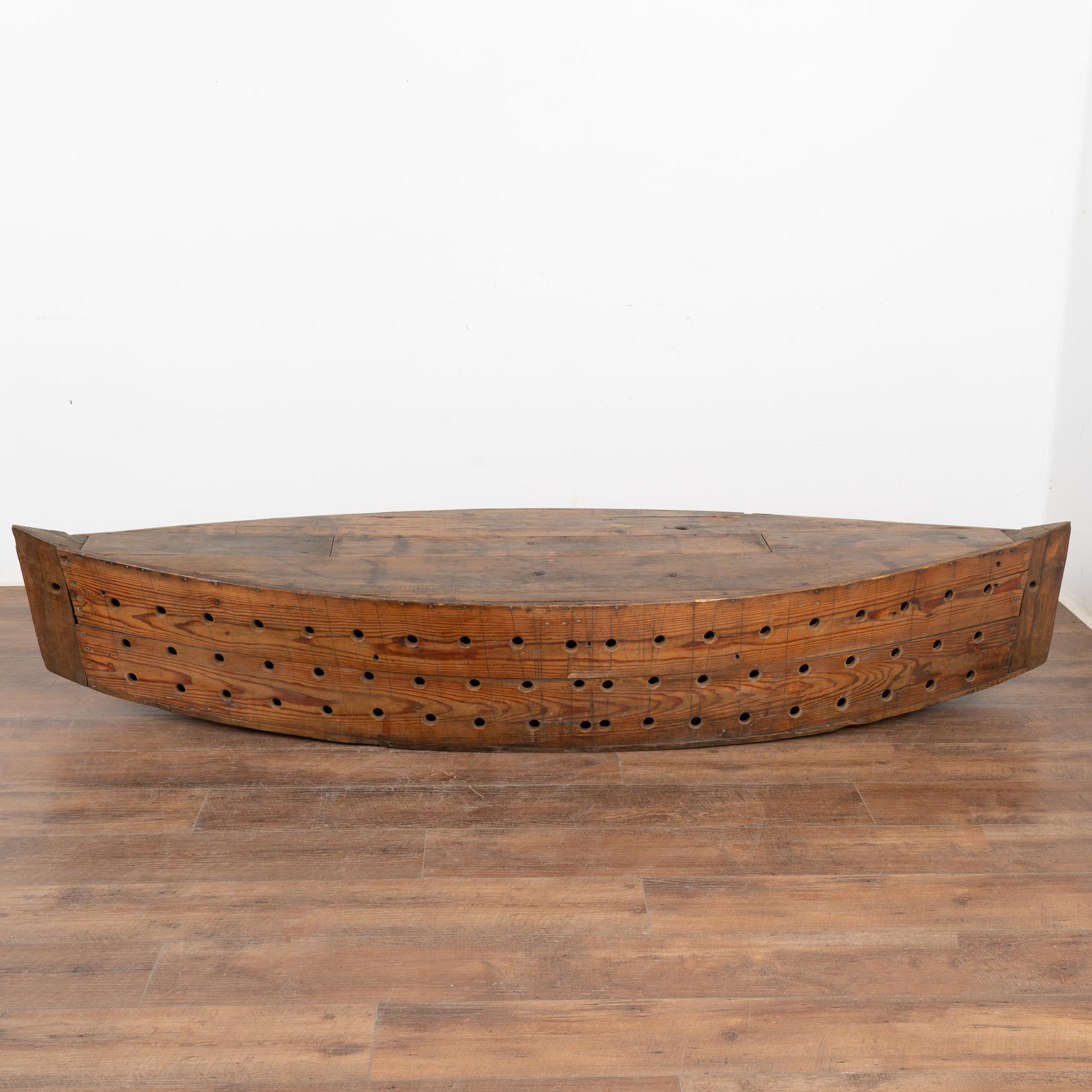 Hungarian Rustic Decorative Model Boat With Holes For Fishing or Large Creel, circa 1940 For Sale
