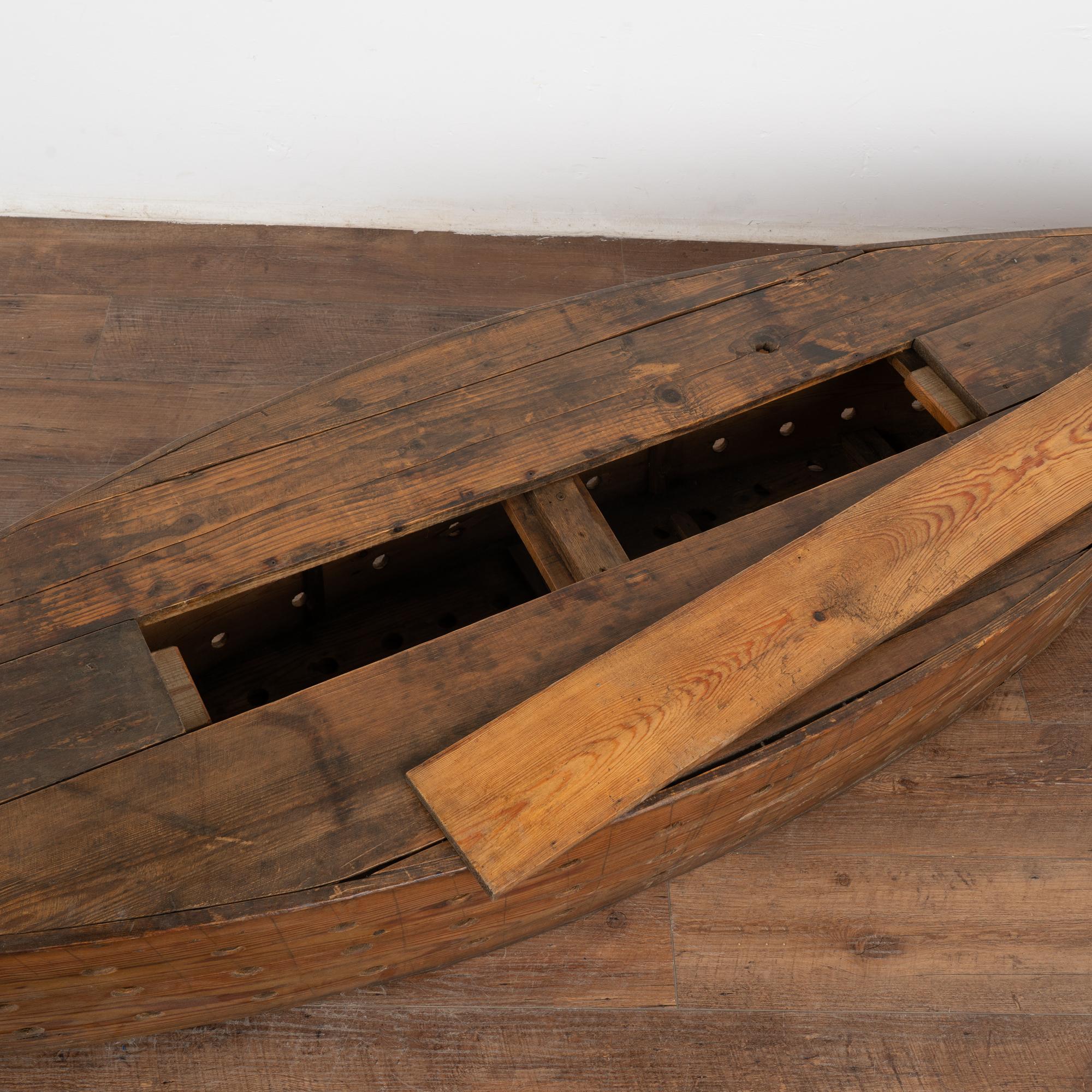 Rustic Decorative Model Boat With Holes For Fishing or Large Creel, circa 1940 For Sale 1