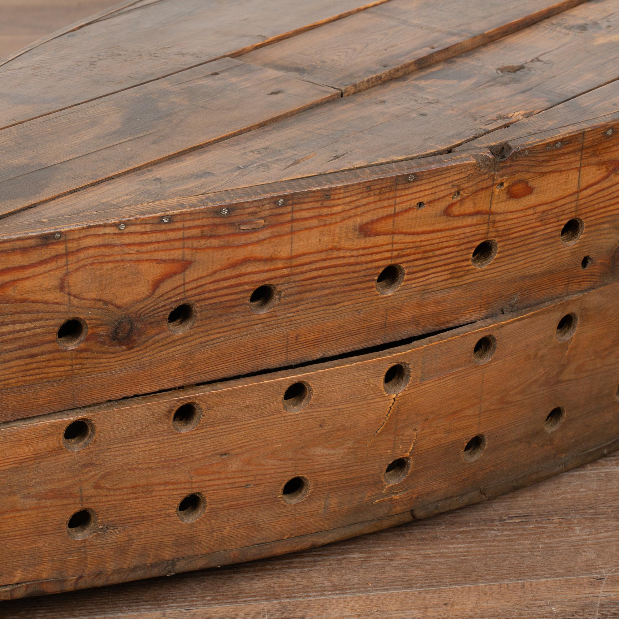 Rustic Decorative Model Boat With Holes For Fishing or Large Creel, circa 1940 For Sale 2