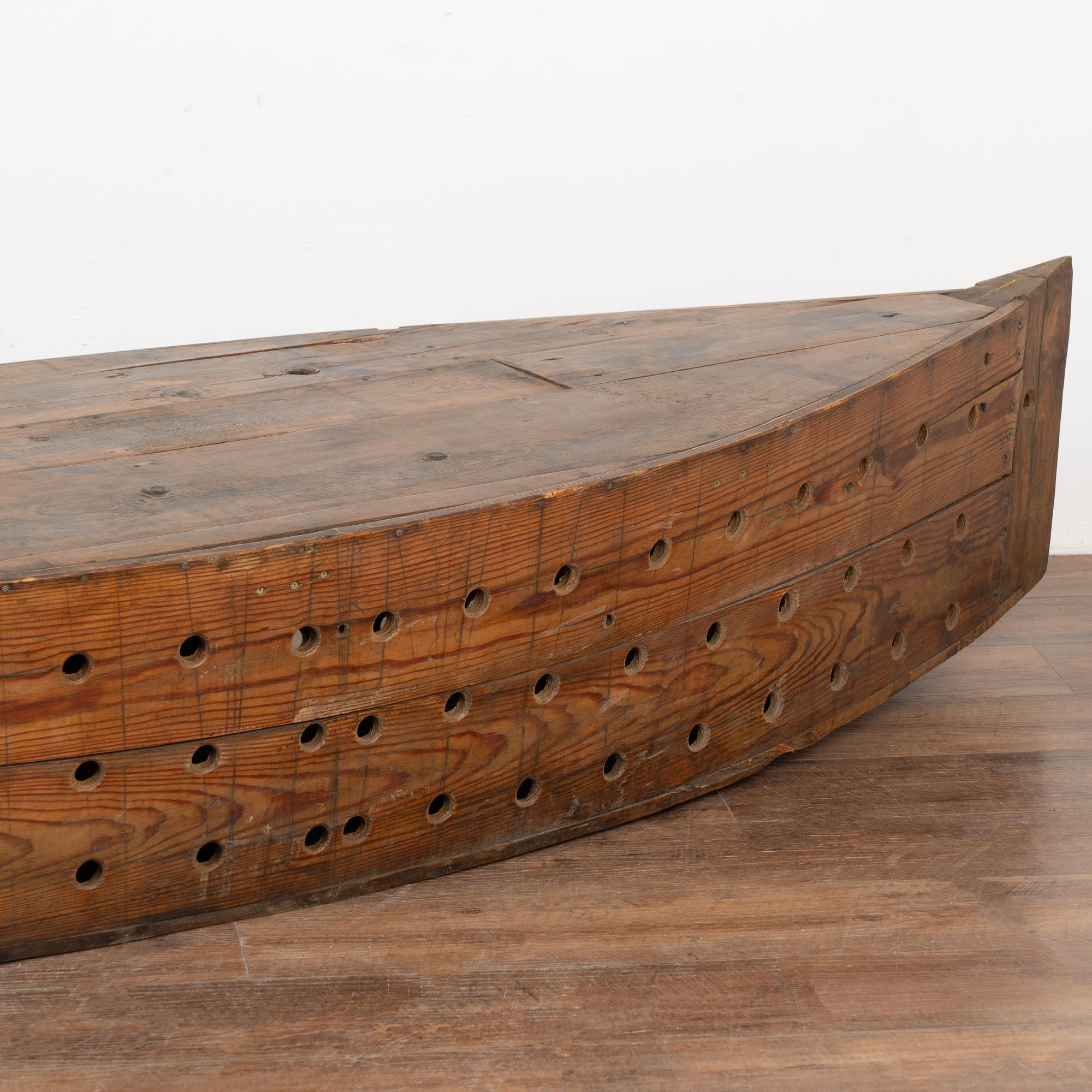 Rustic Decorative Model Boat With Holes For Fishing or Large Creel, circa 1940 For Sale 3