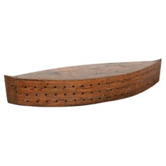 Used Rustic Decorative Model Boat With Holes For Fishing or Large Creel, circa 1940