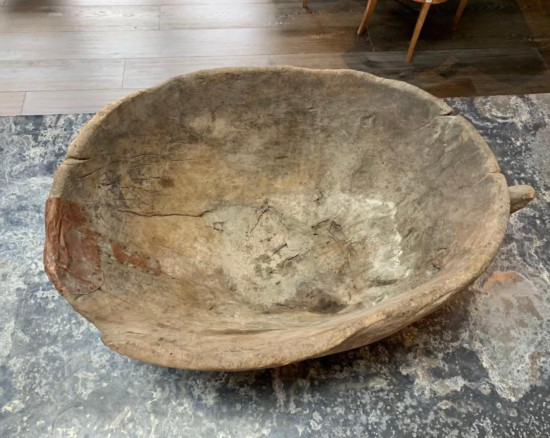 Unknown Rustic Decorative Wooden Bowl For Sale
