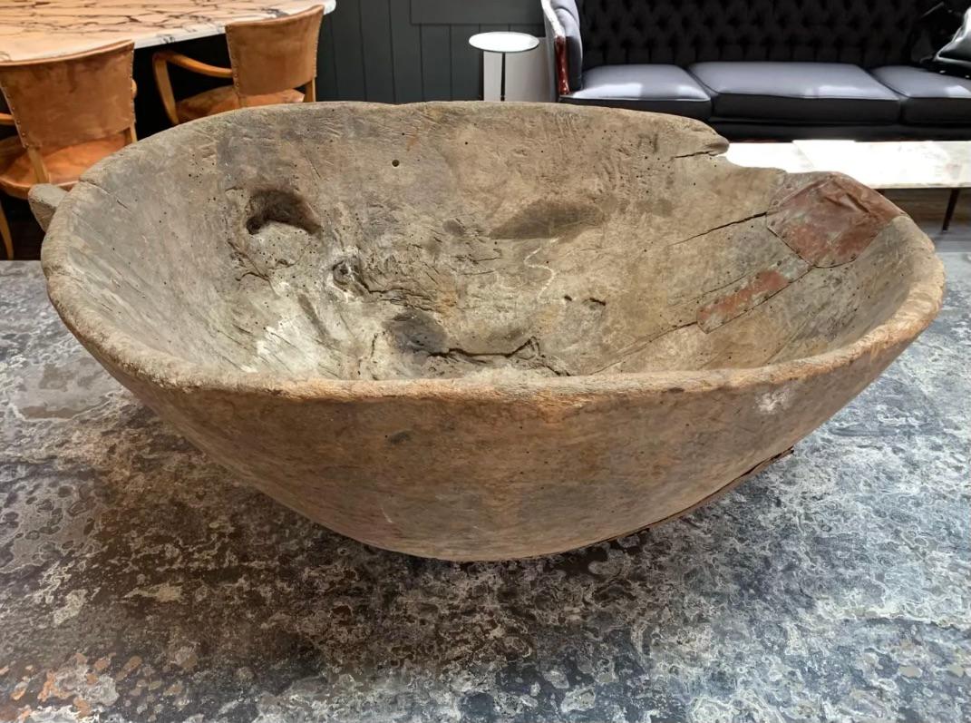 20th Century Rustic Decorative Wooden Bowl For Sale