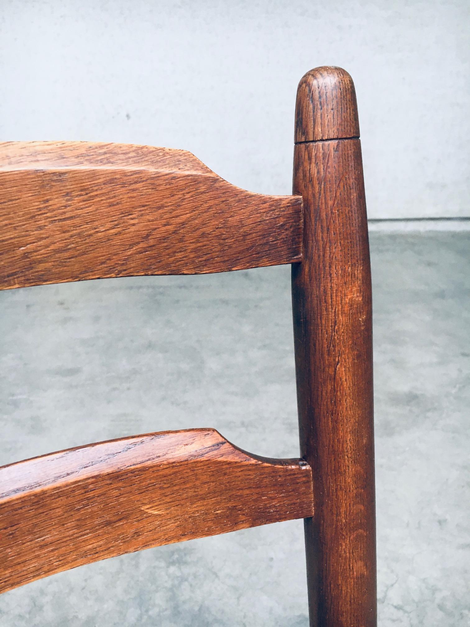 Set di sedie da pranzo Rustic Design con schienale a scaletta in Oak e giunco, Belgio anni '60 in vendita 8