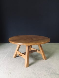Rustic Design Light Oak Coffee Table, Belgium 1960's