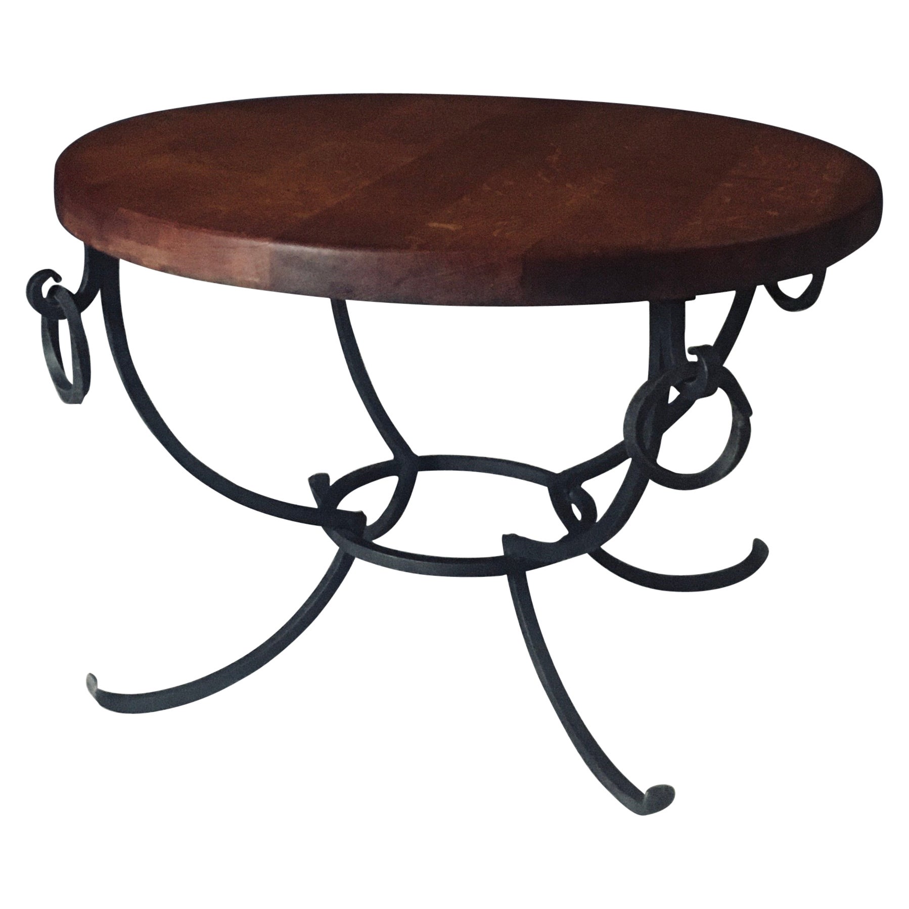 Rustic Design Oak & Wrought Iron Coffee Table, Belgium 1950's For Sale
