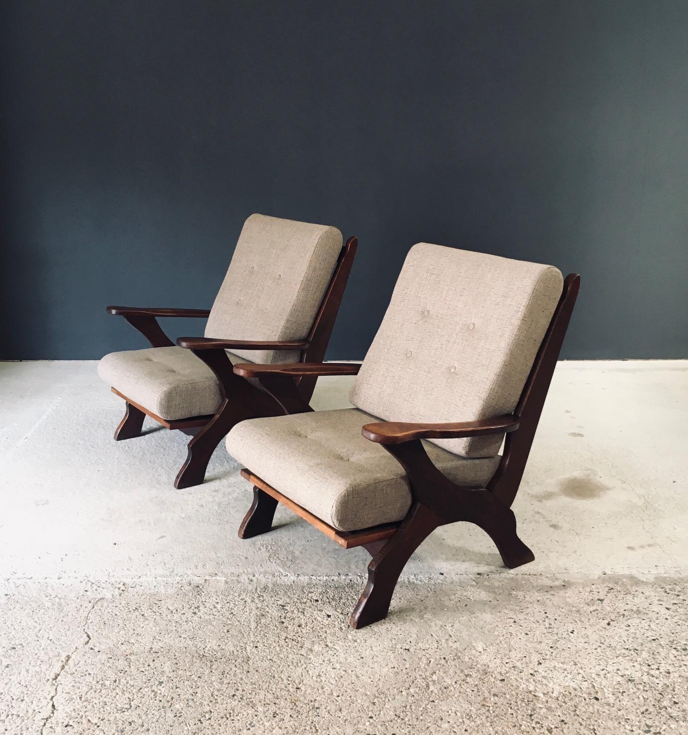 Rustic Design X Frame Lounge Chairs, Belgien 1950er Jahre (Belgisch) im Angebot