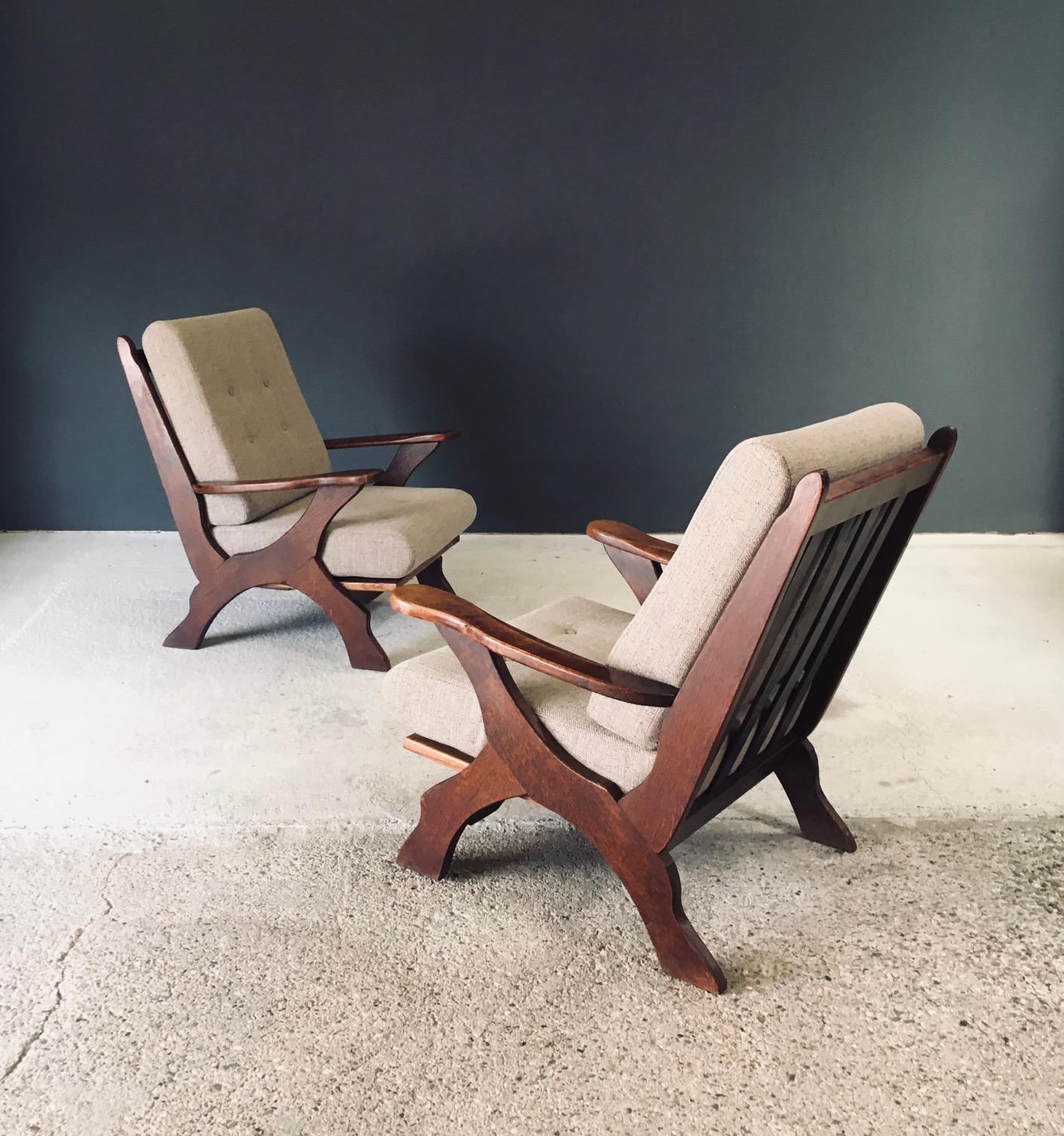 Rustic Design X Frame Lounge Chairs, Belgien 1950er Jahre im Zustand „Gut“ im Angebot in Oud-Turnhout, VAN
