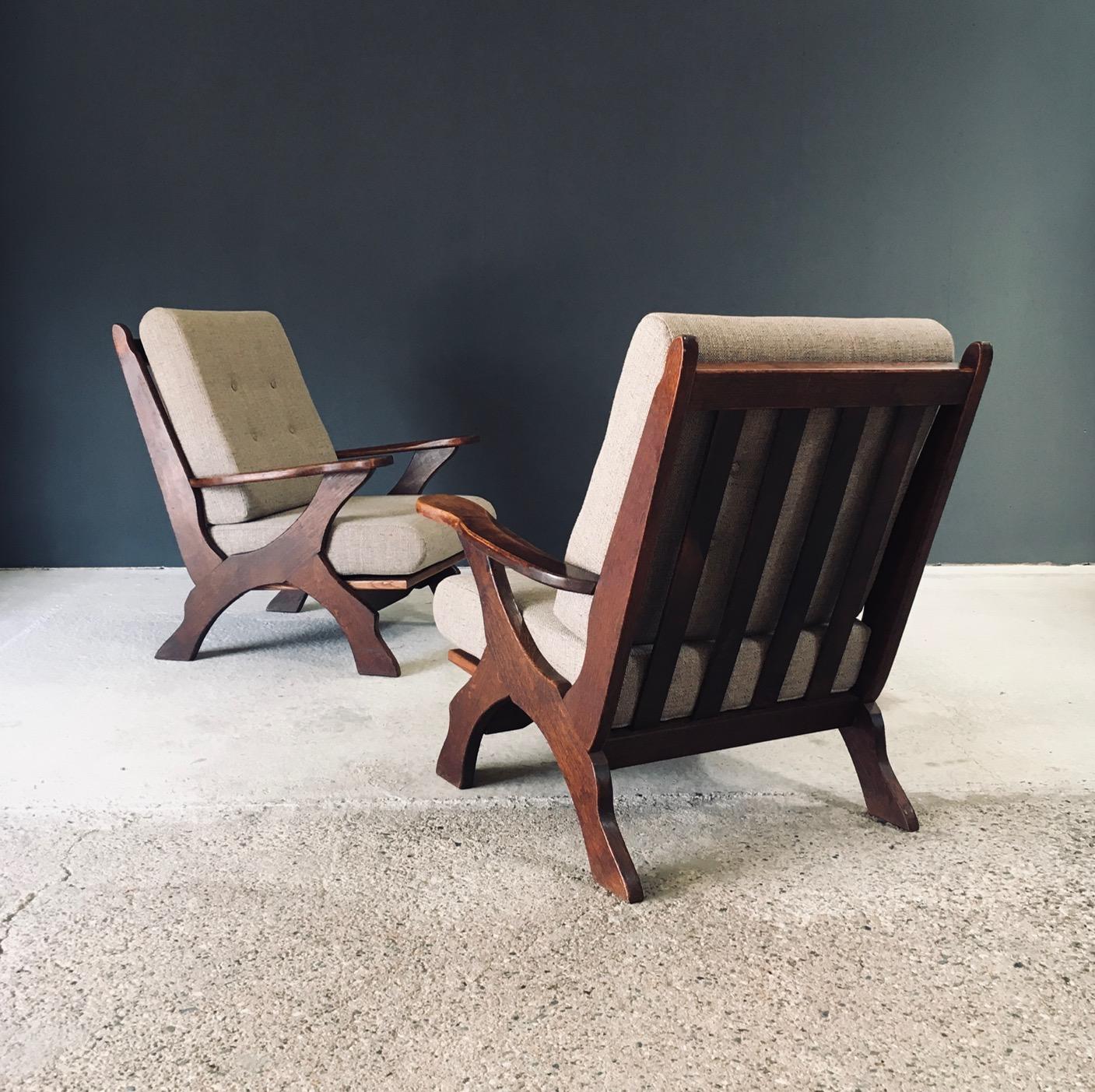 Rustic Design X Frame Lounge Chairs, Belgien 1950er Jahre (Mitte des 20. Jahrhunderts) im Angebot