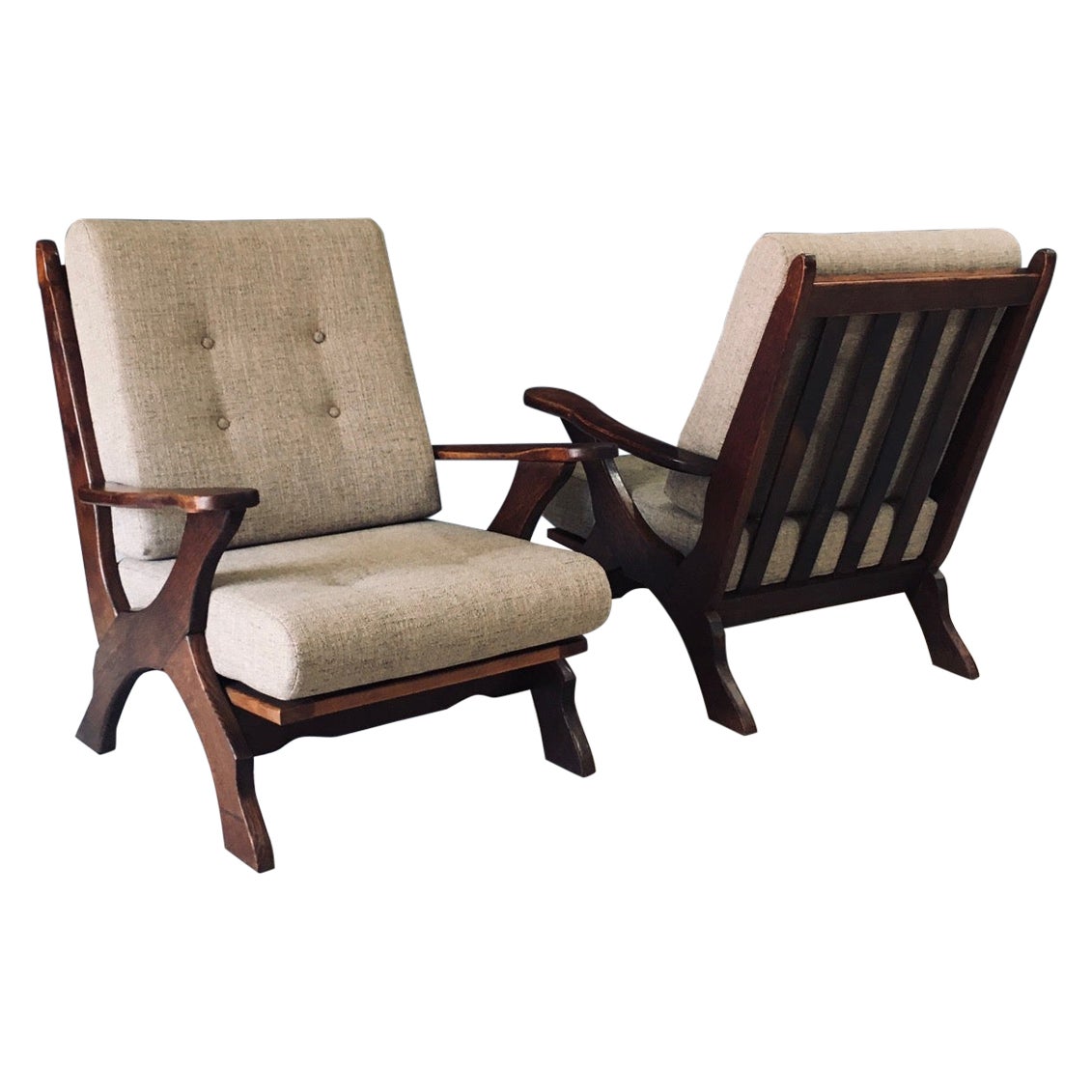 Rustic Design X Frame Lounge Chairs, Belgien 1950er Jahre im Angebot