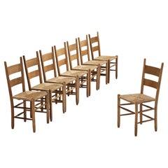 Rustic Dining Chairs in Oak and Straw