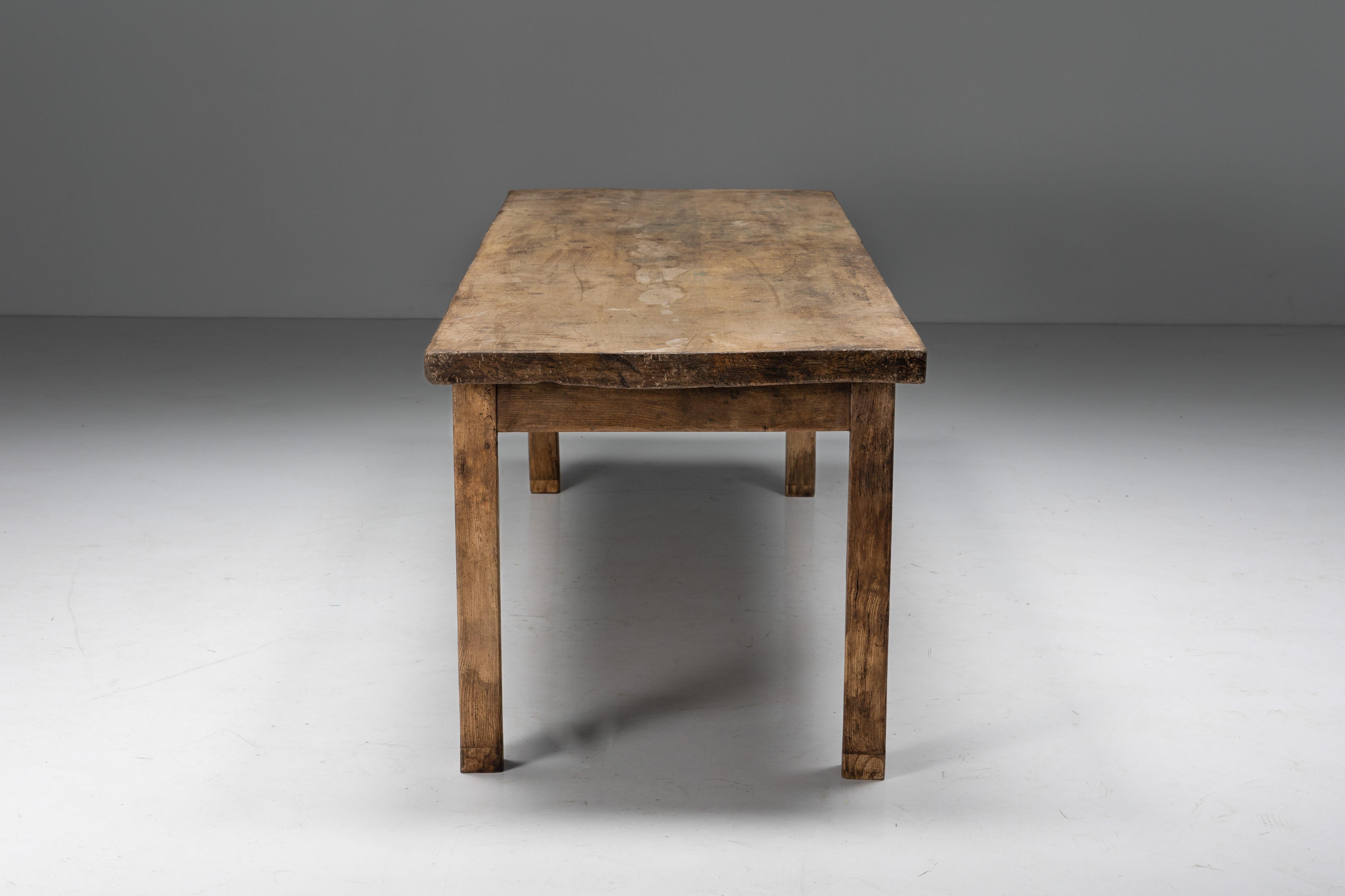 European Rustic Dining Table, France, 19th Century