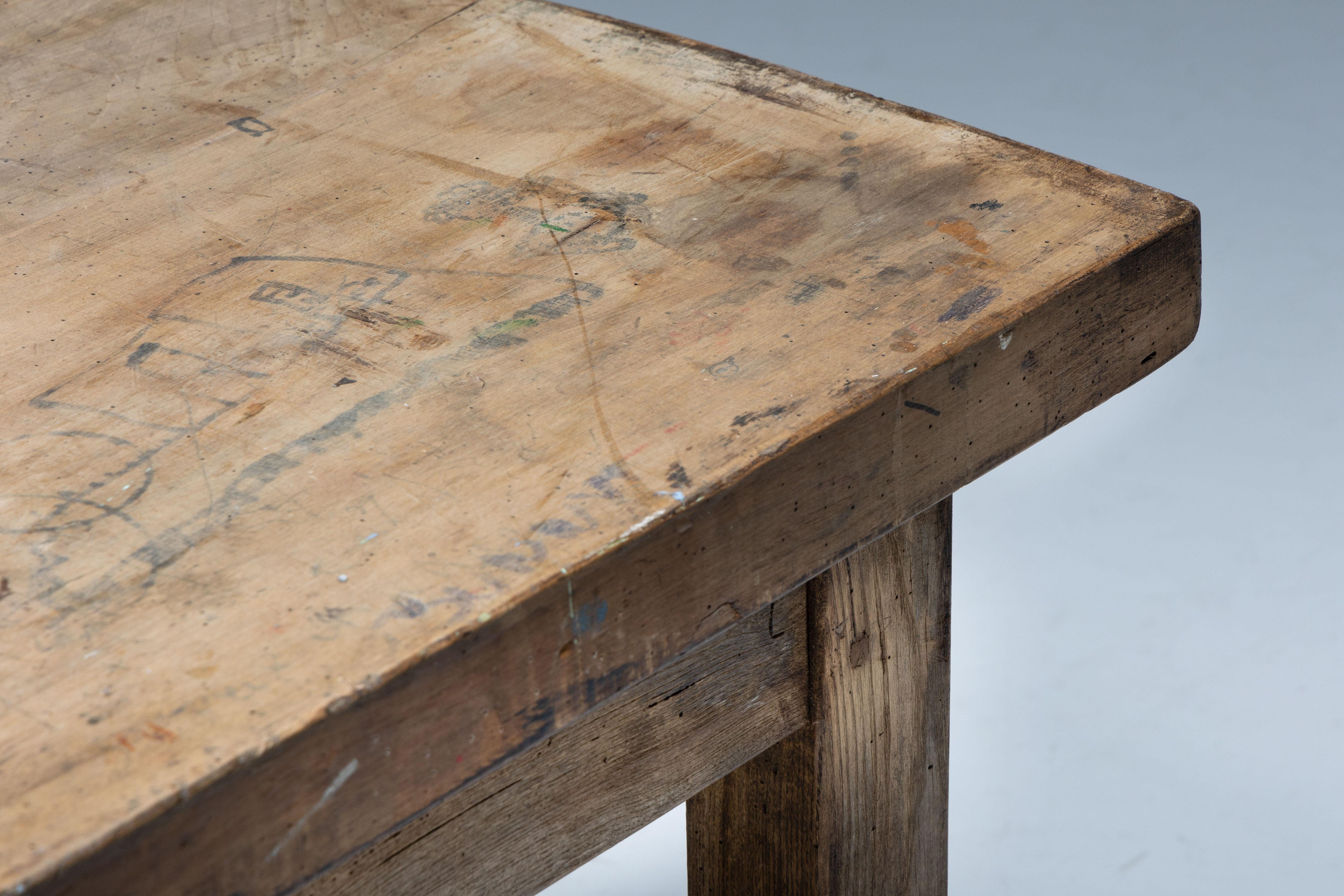 Wood Rustic Dining Table, France, 19th Century