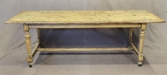 Rustic Distressed and Painted Pine Farmhouse Trestle Table