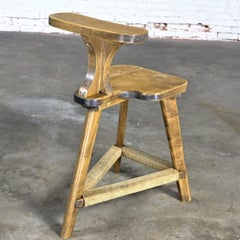 Rustic Distressed Maple Cockfighting Betting or Sporting Chair Tri-Leg Base