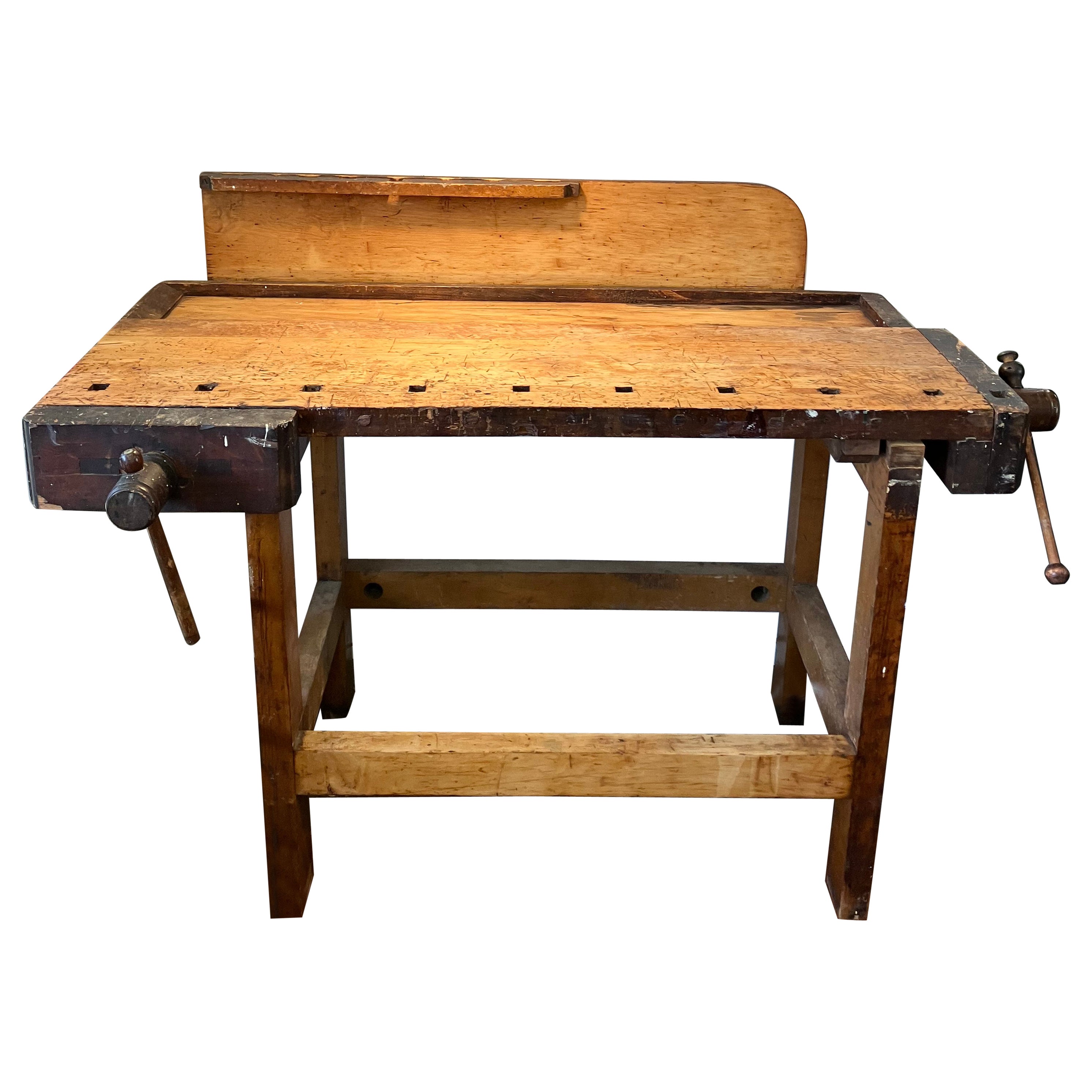 Rustic Distressed Maple Industrial Workbench
