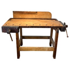 Rustic Distressed Maple Industrial Workbench