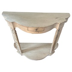 Tavolo Consolle Demilune rustico verniciato in bianco e distorto