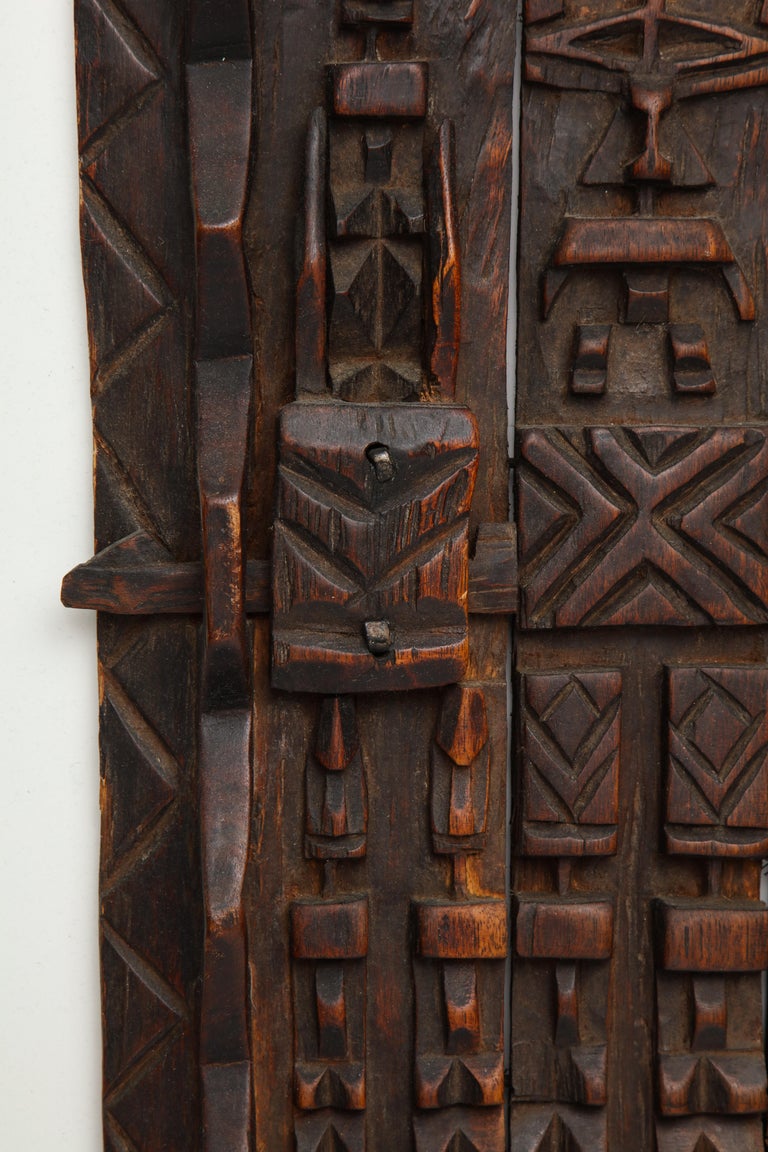 Rustic Dogon Style African Granary Door Framed For Sale at 1stDibs