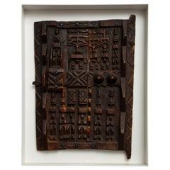 Antique Rustic Dogon Style African Granary Door Framed