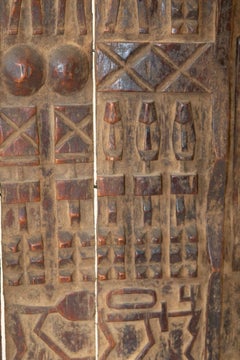 Rustic Dogon Style African Granary Door Mounted Sculpture