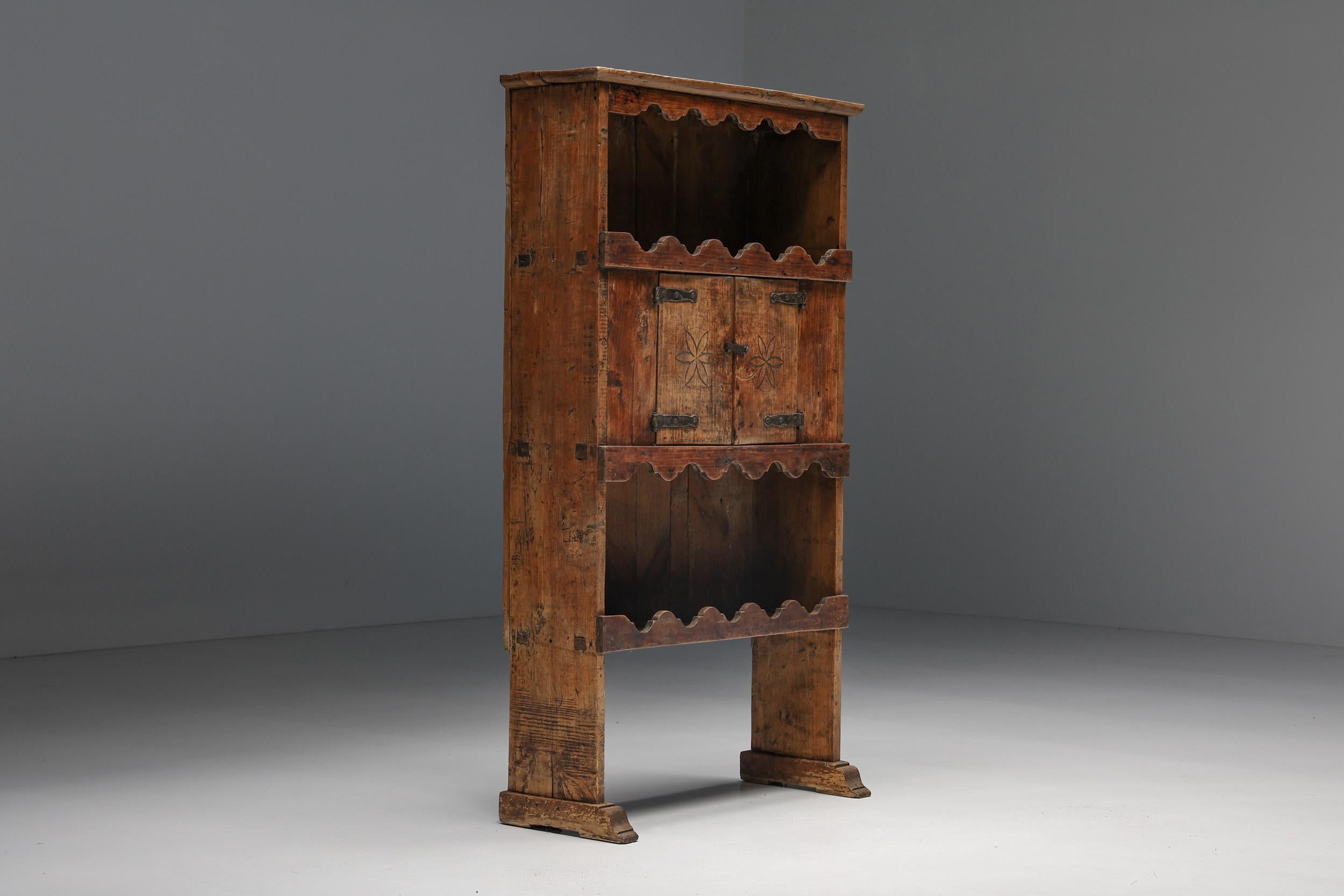 Rustic Dressoir, Flower Pattern, French Craftsmanship, 19th Century 2