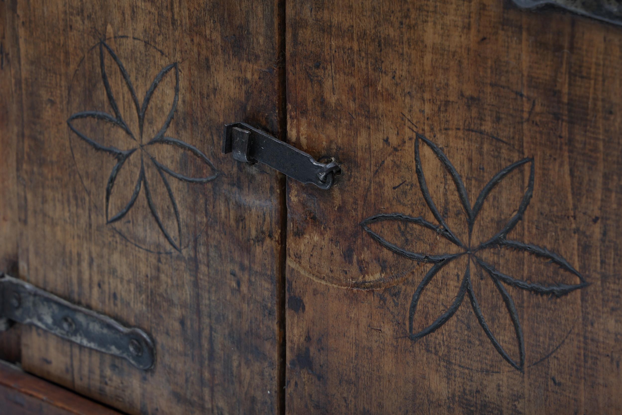 Rustic Dressoir, Flower Pattern, French Craftsmanship, 19th Century 5