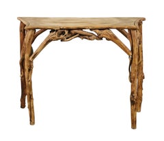 Consola Serpentina Rústica de Madera de Deriva, Mediados S. XX