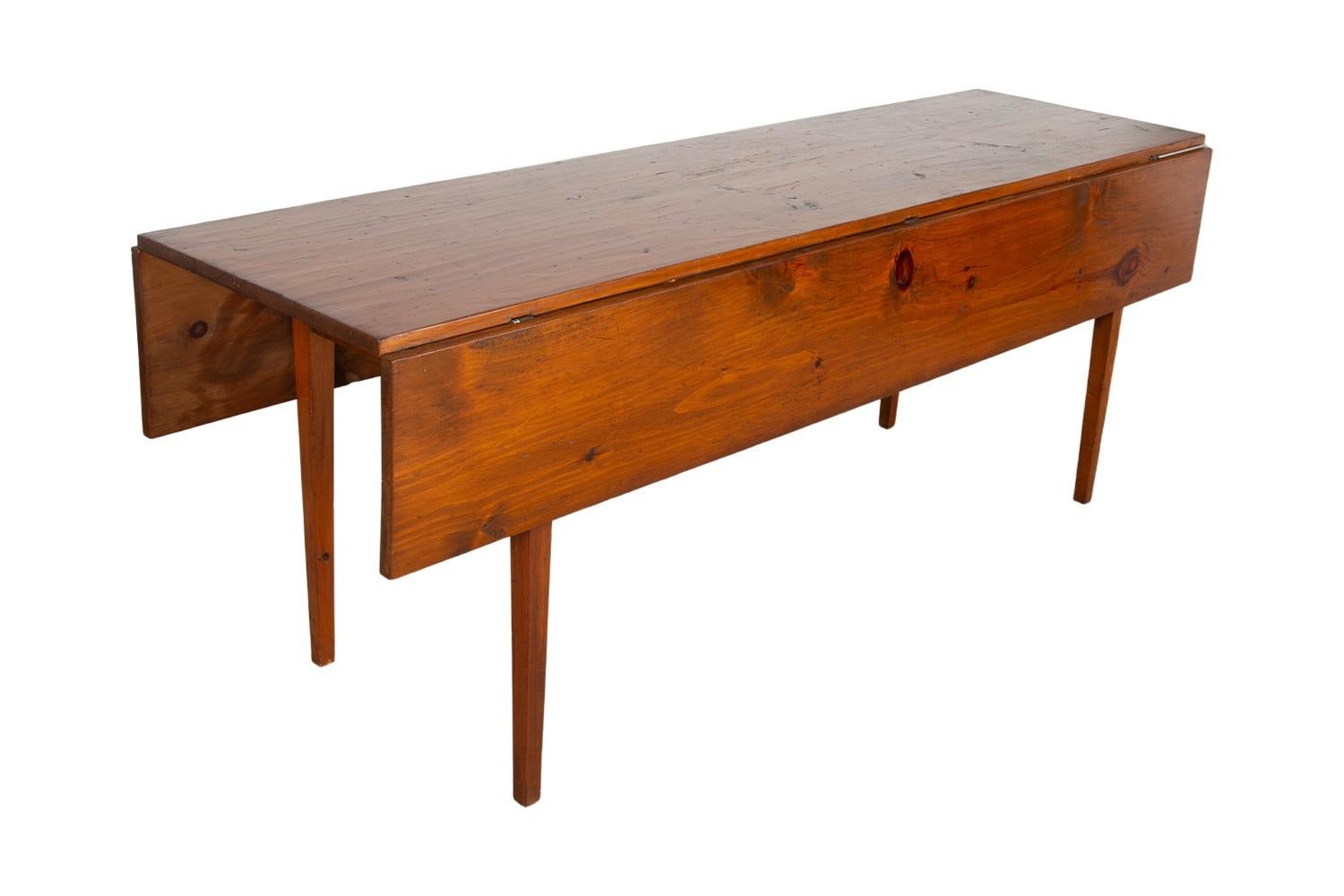 19th Century Rustic Drop Leaf Console Dining Table For Sale