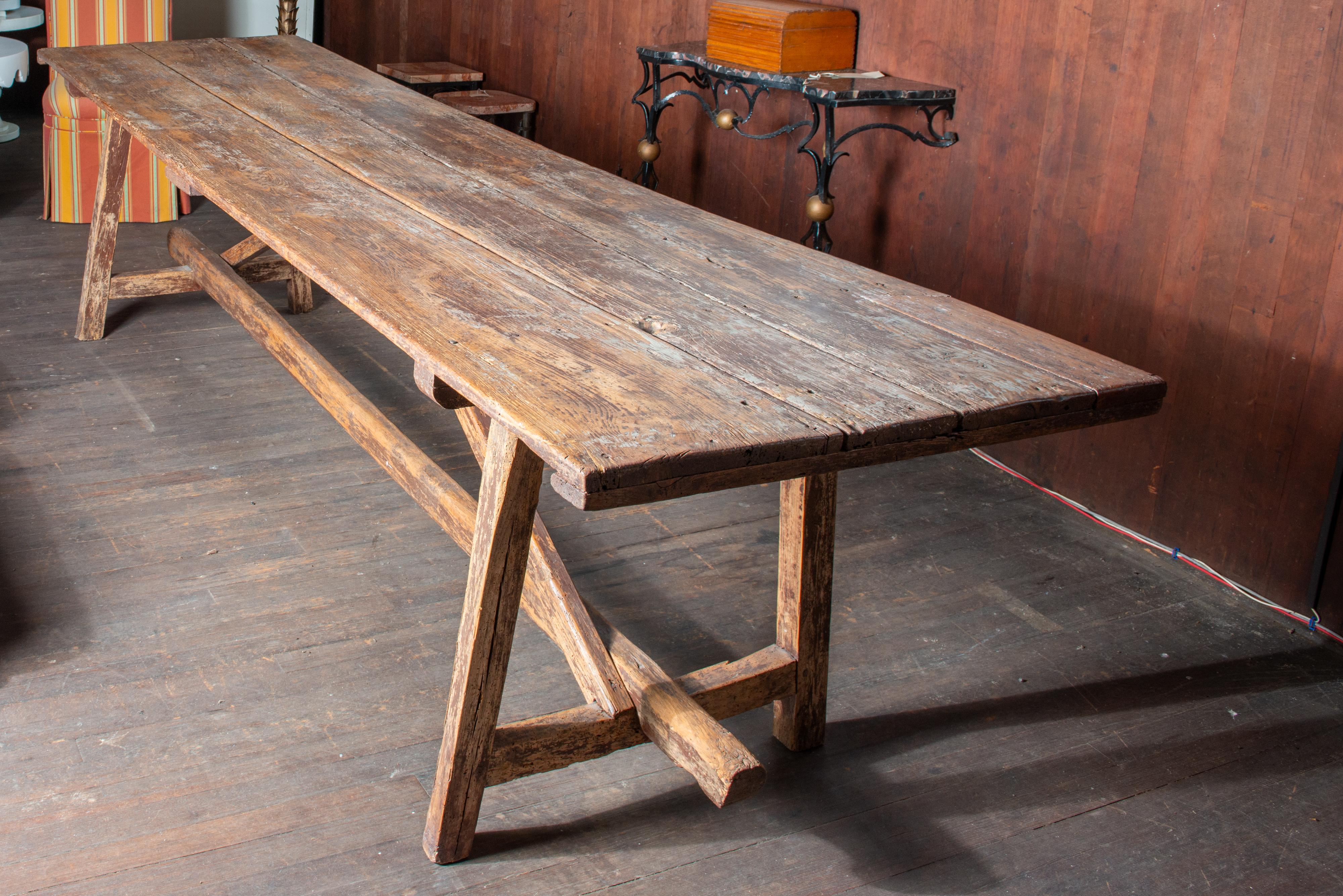 Rustic Dutch Farm Table In Good Condition For Sale In Stamford, CT