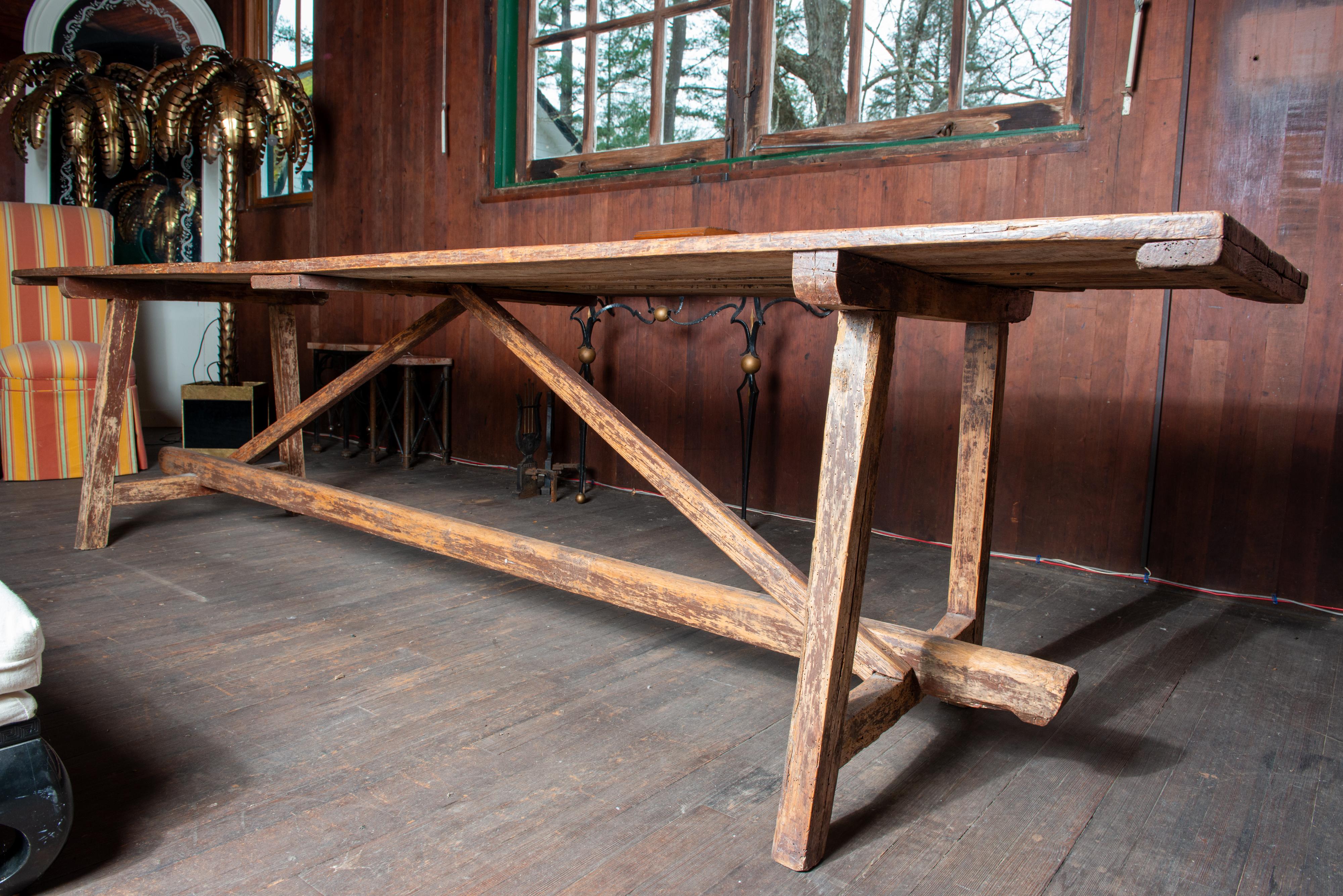 Mid-20th Century Rustic Dutch Farm Table For Sale